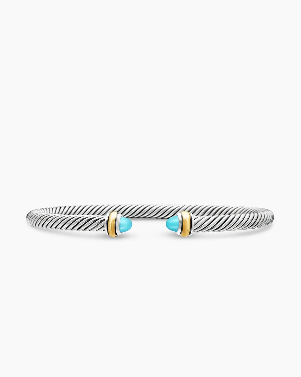 CLASSIC CABLE BRACELET Sterling Silver with 18K Yellow Gold and Turquoise, 4mm