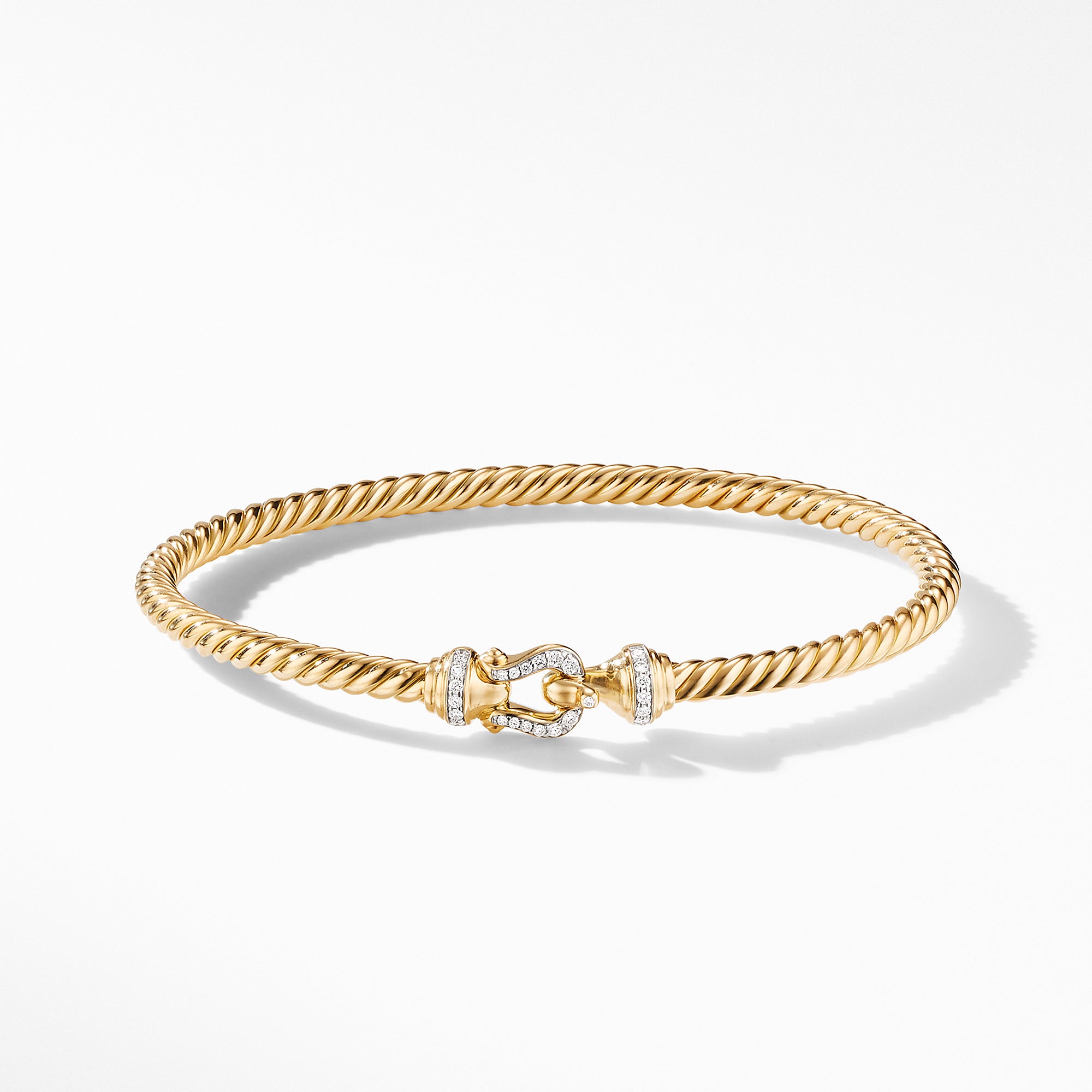 David Yurman Cable Buckle Collection Bracelet in 18k Gold with Diamonds- B16253D88ADI