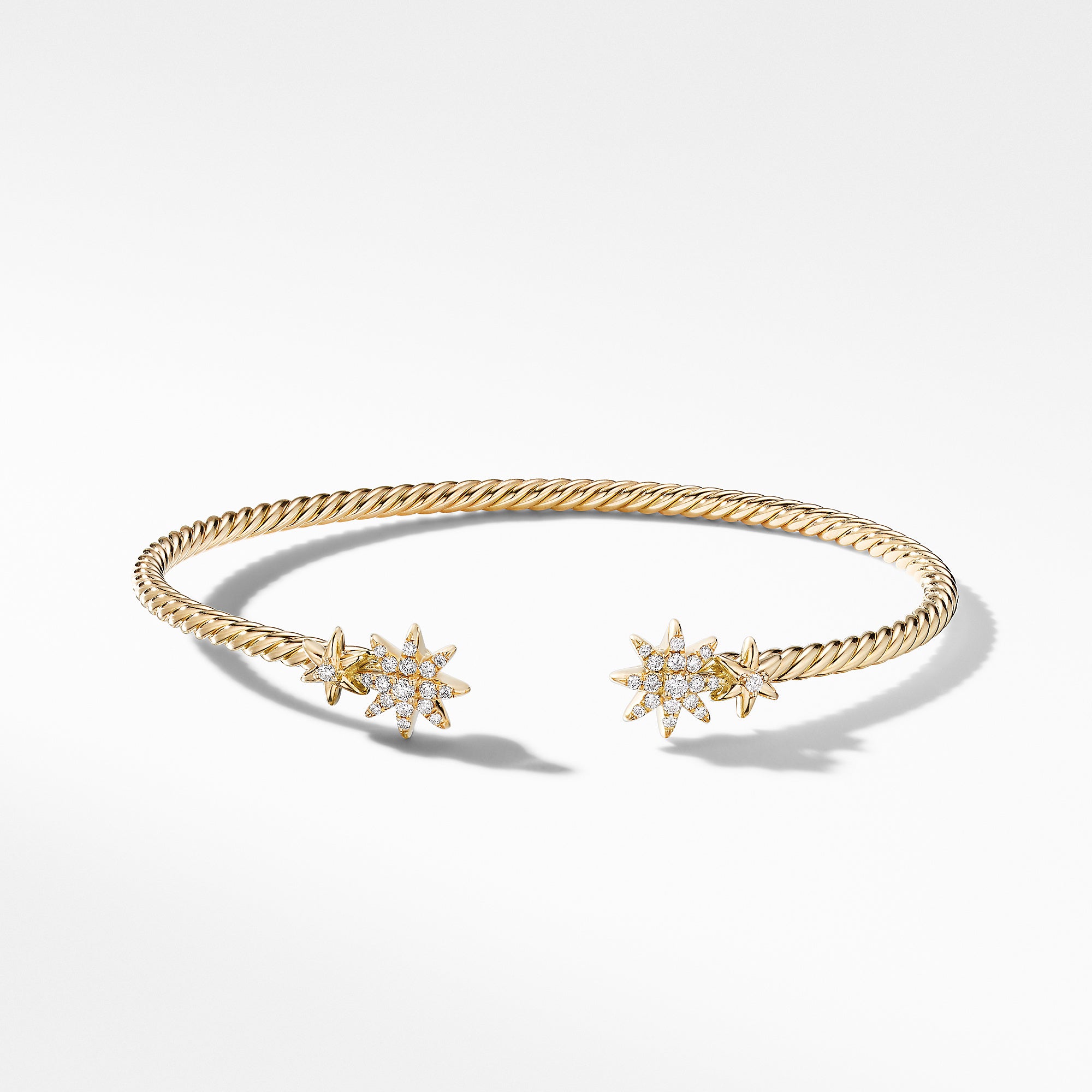 David Yurman Petite Starburst Open Cable Bracelet in 18K Yellow Gold with Pavé Diamonds- B16339D88ADI