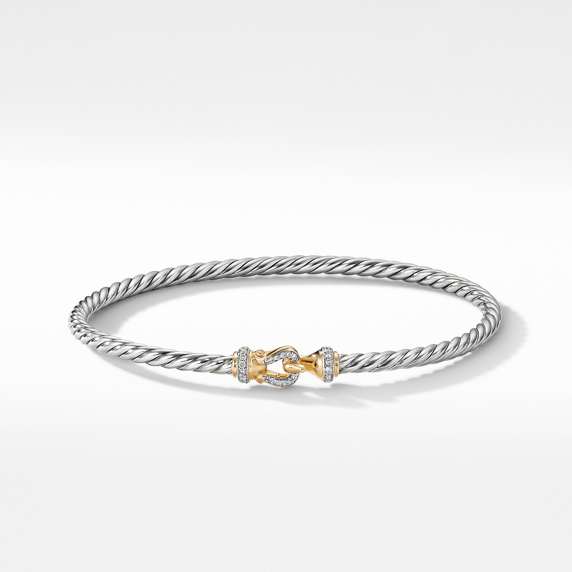 David Yurman Cable Buckle Collection Bracelet with 18k Gold and Diamonds- B16841DS8ADI