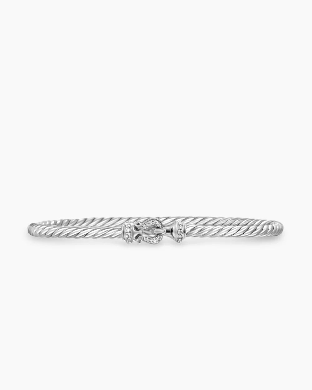 Buckle Classic Cable Bracelet Sterling Silver with Diamonds, 3mm