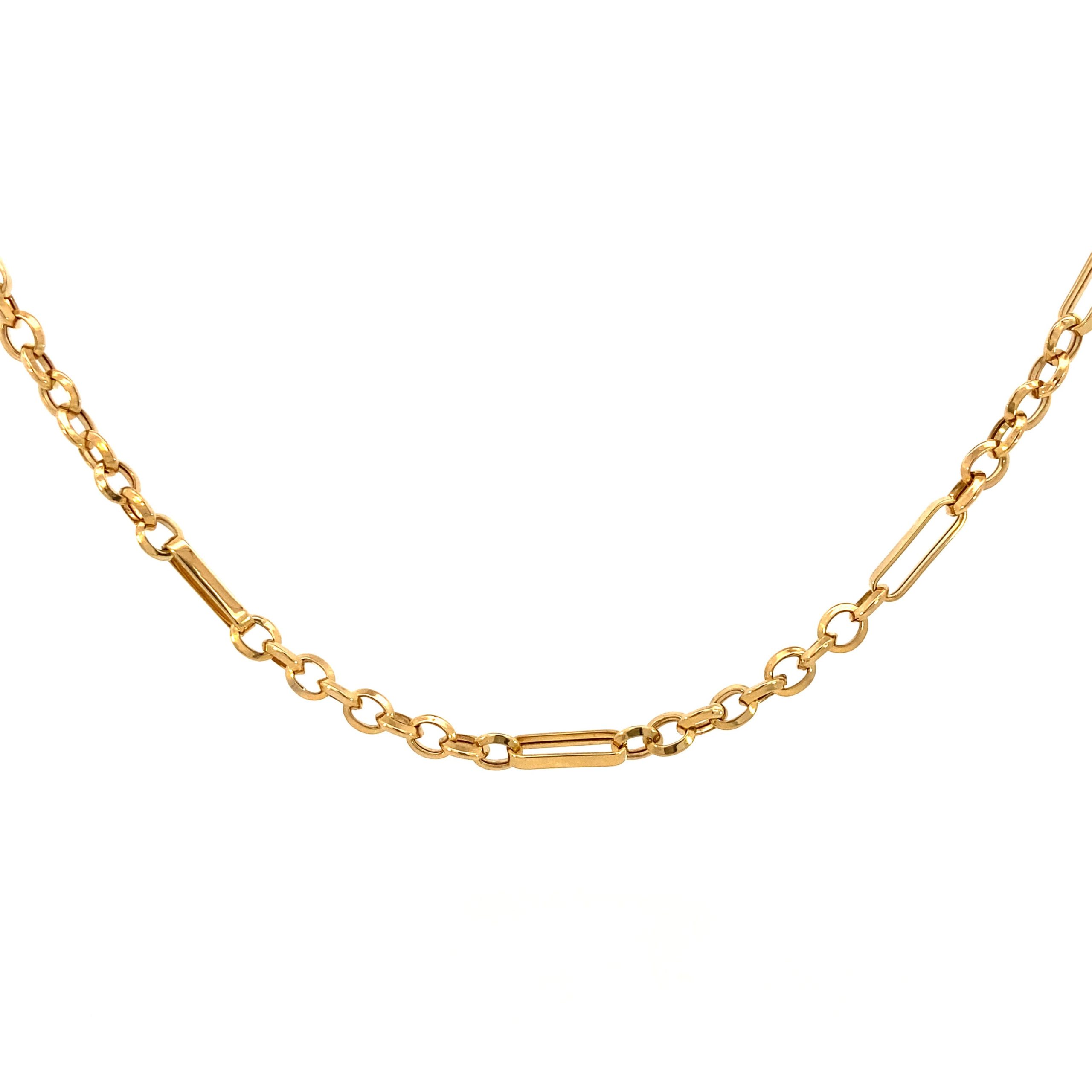 14K Gold Rolo and Long Link Necklace