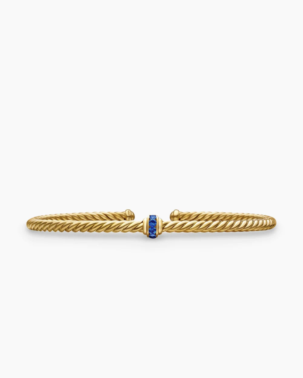 Classic Cablespira® Station Bracelet 18K Yellow Gold with Pavé Blue Sapphires, 3mm