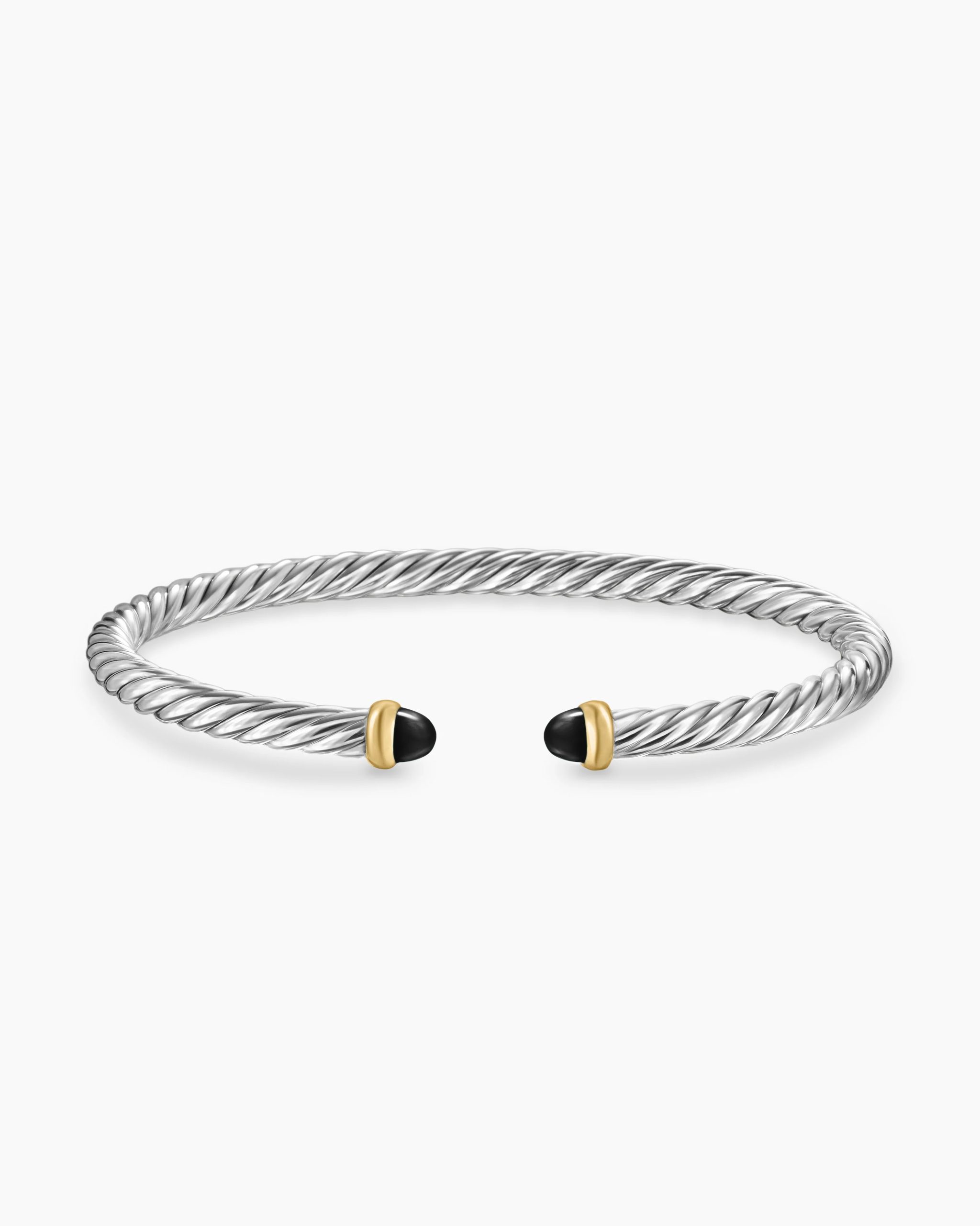 CABLE FLEX® BRACELET Sterling Silver with 14K Yellow Gold and Black Onyx, 4mm