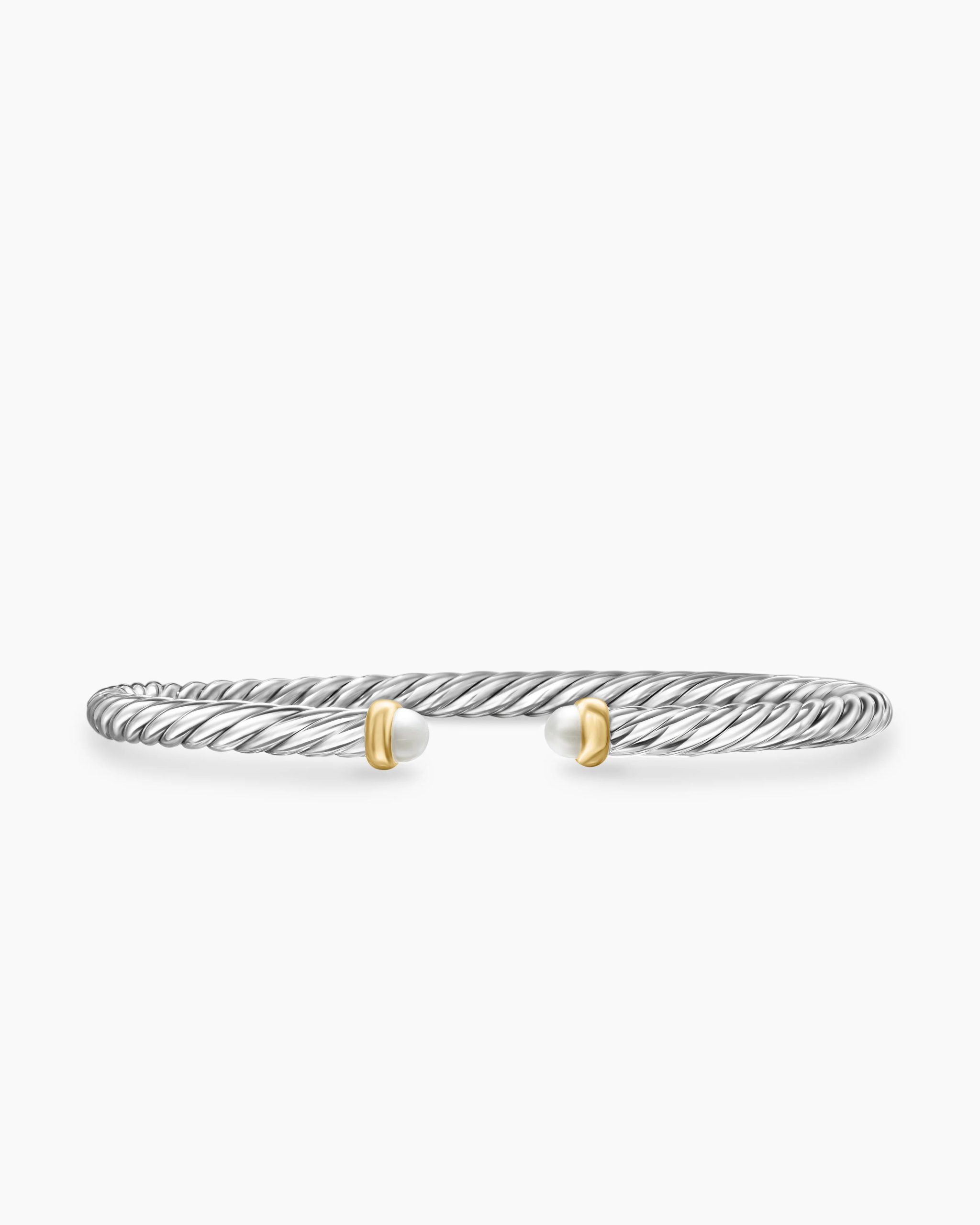CABLE FLEX® BRACELET Sterling Silver with 14K Yellow Gold and Pearls, 4mm