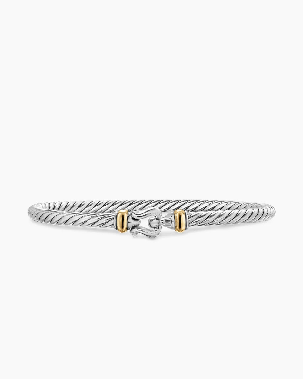 Cable Flex Buckle Bracelet Sterling Silver with 14K Yellow Gold, 4mm