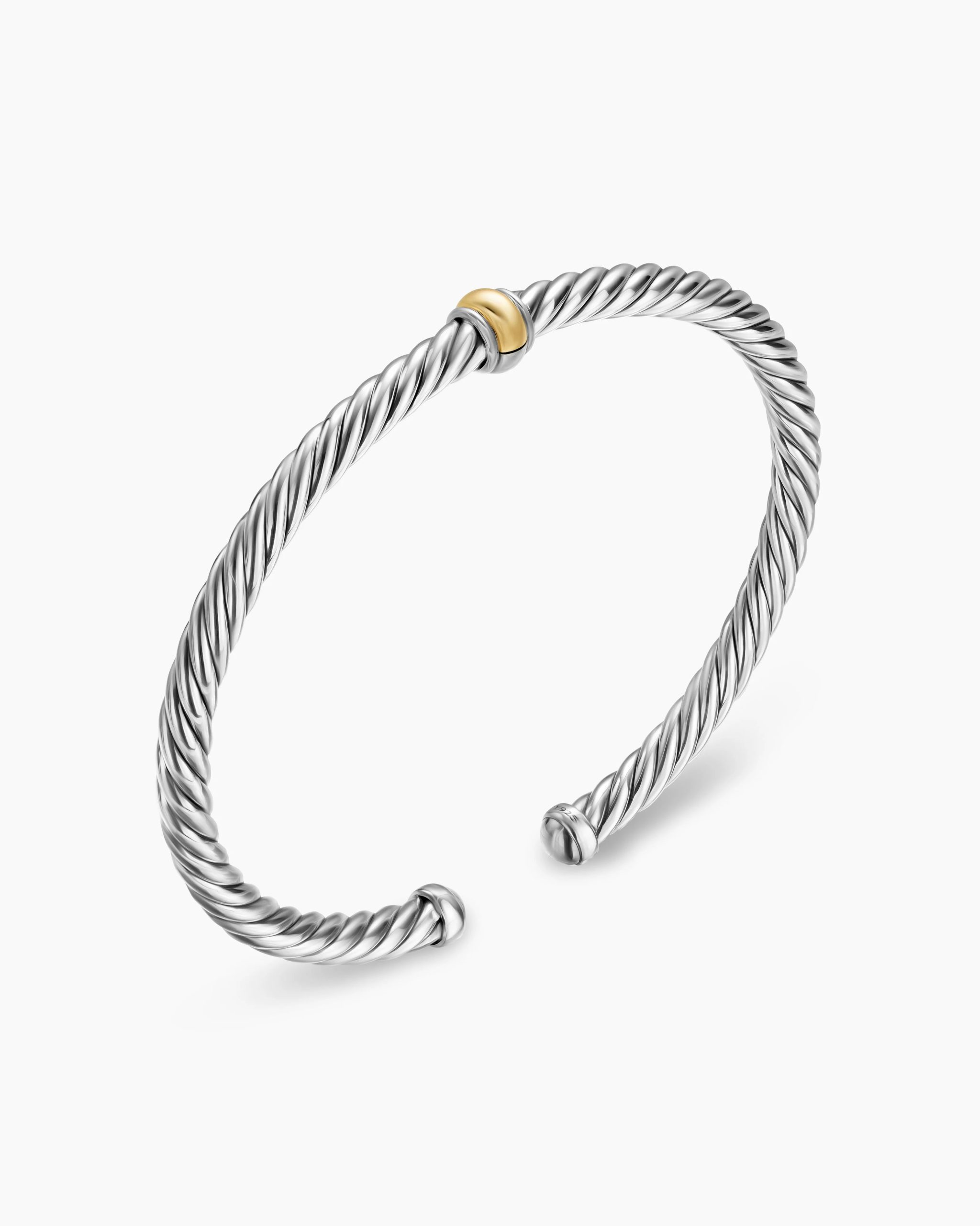 Cable Flex Station Bracelet Sterling Silver with 14K Yellow Gold, 4mm