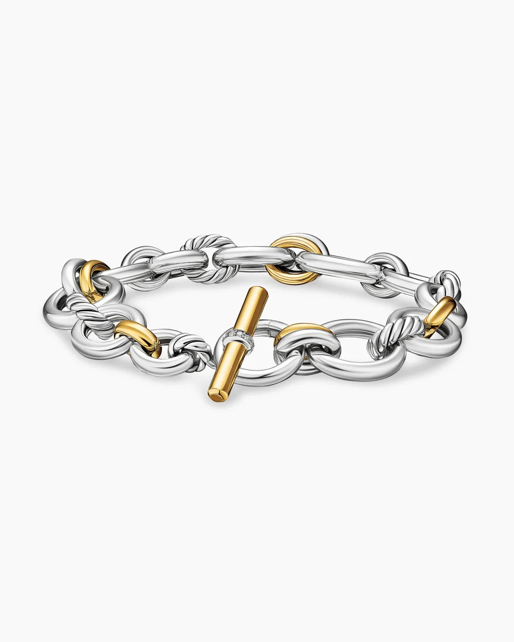 DY Mercer® Chain Bracelet Sterling Silver with 18K Yellow Gold and Diamonds, 8mm
