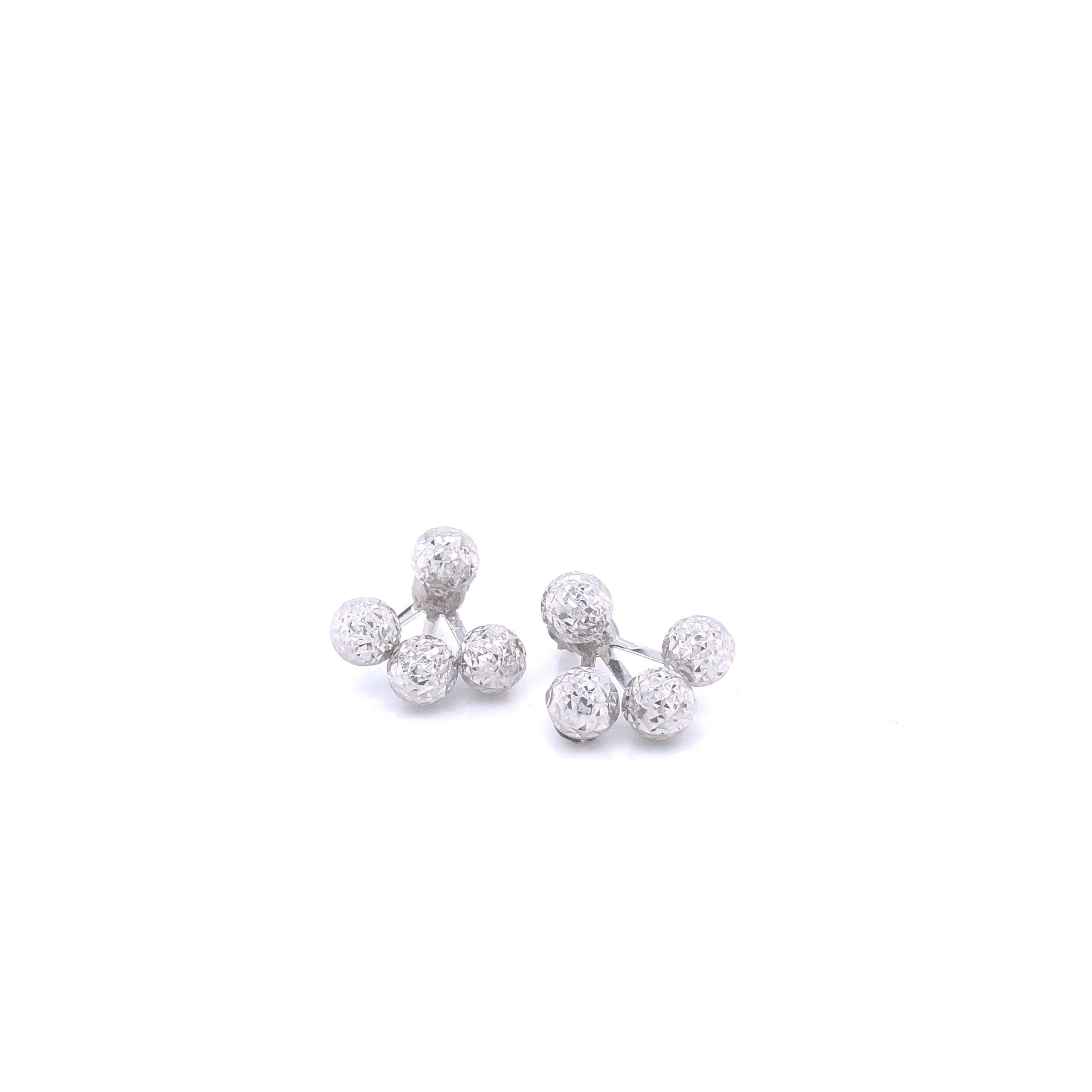 14K Double Stud White Gold Earrings