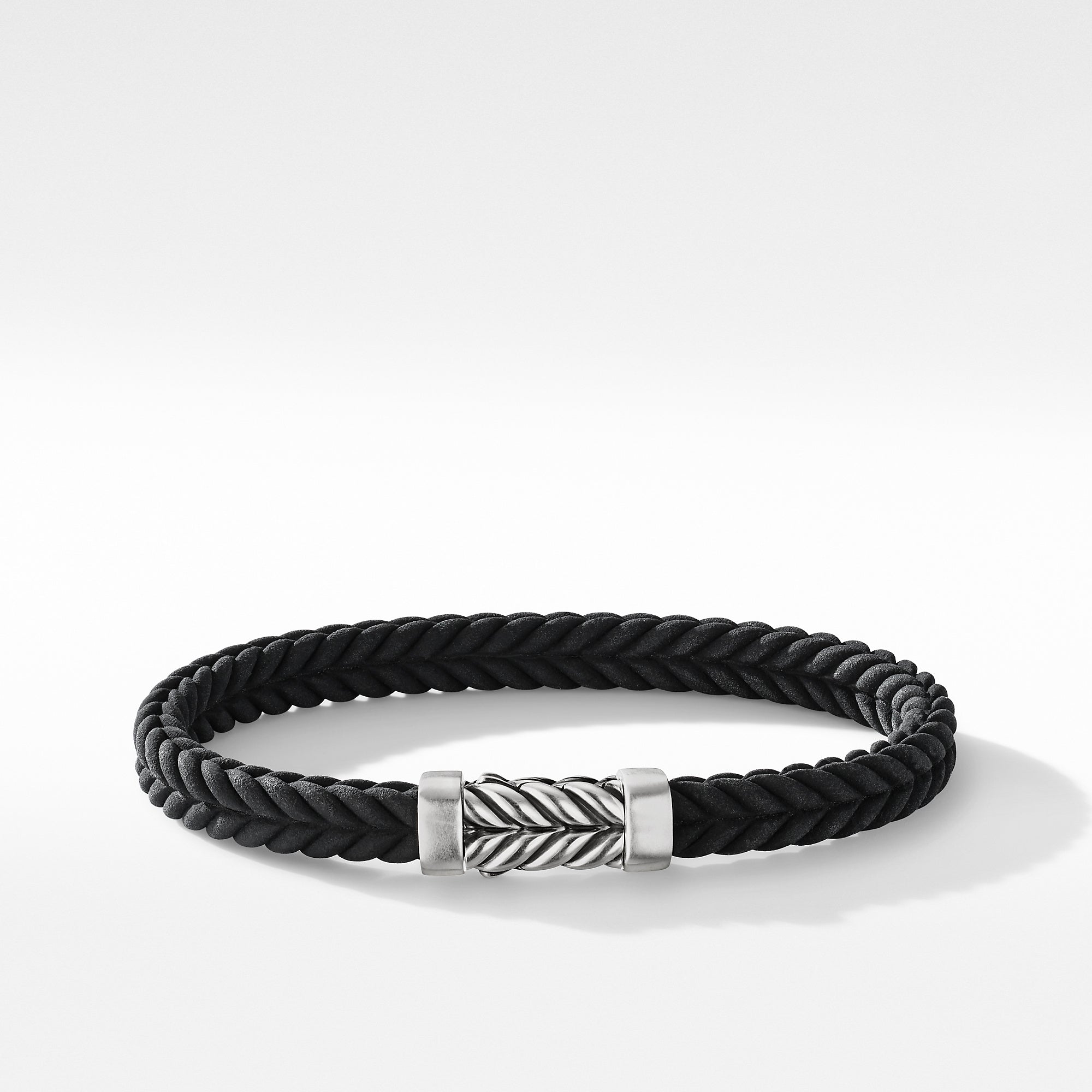 David Yurman Chevron Black Rubber Bracelet- B25569MSSBKRBR