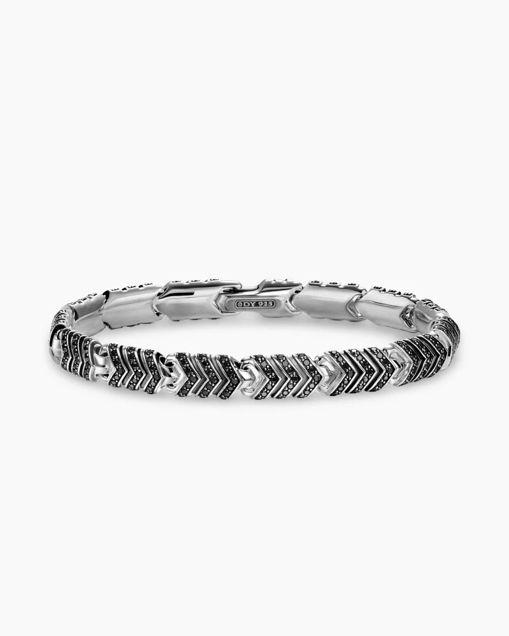 CHEVRON LINK BRACELET Sterling Silver with Black Diamonds, 7.6mm