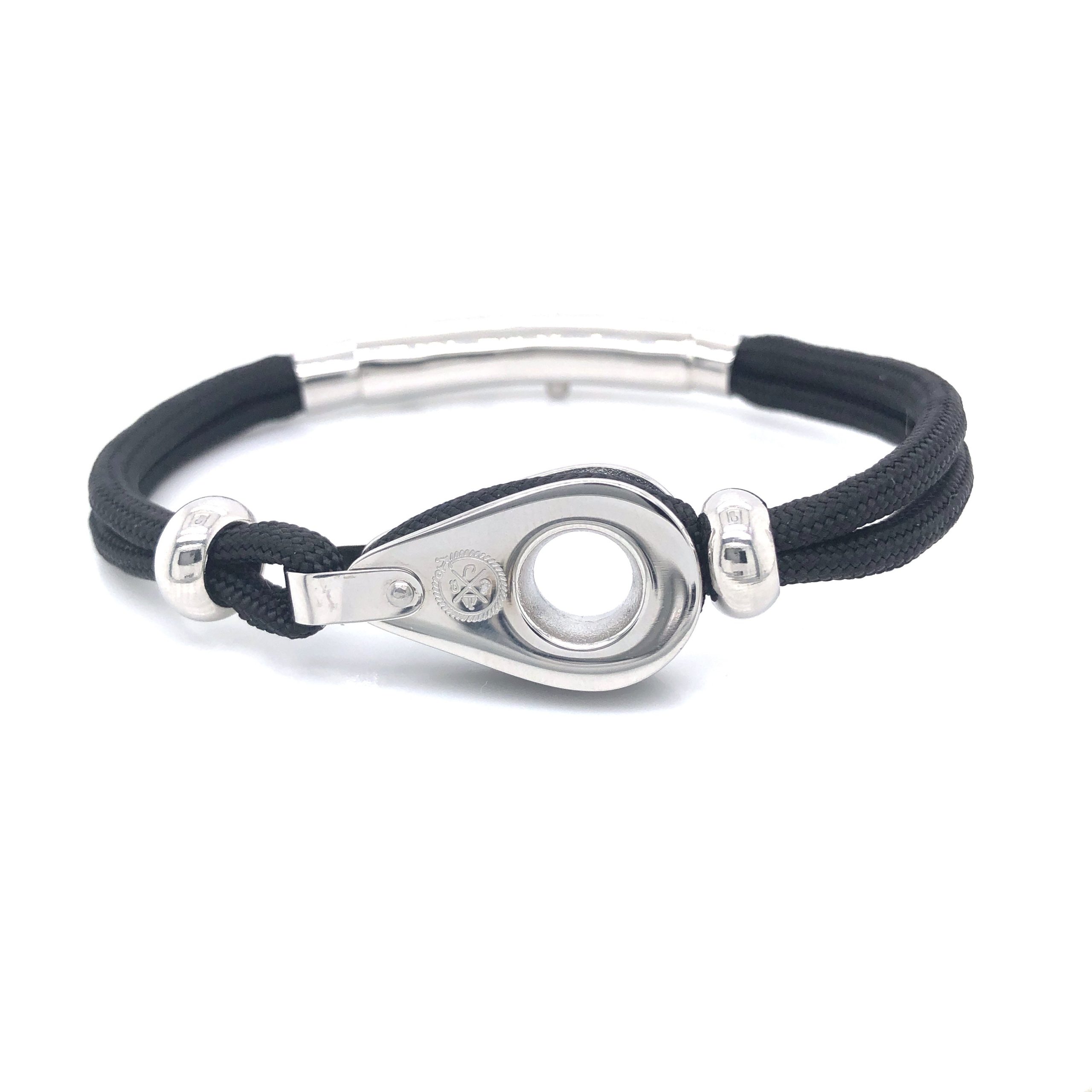 Double Cord with Silver Pulley and Beads Bracelet