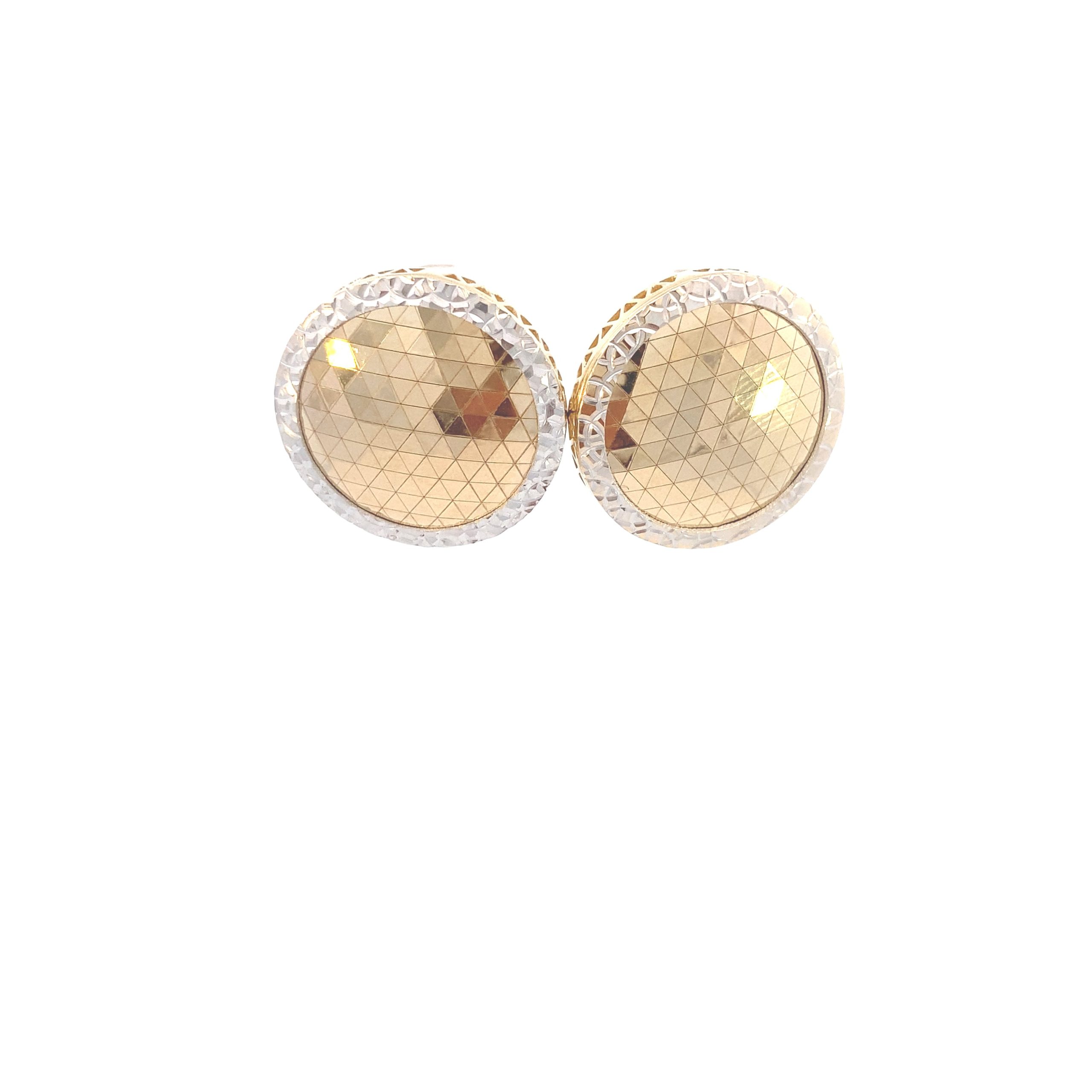 14K Gold 2/T Button Earrings