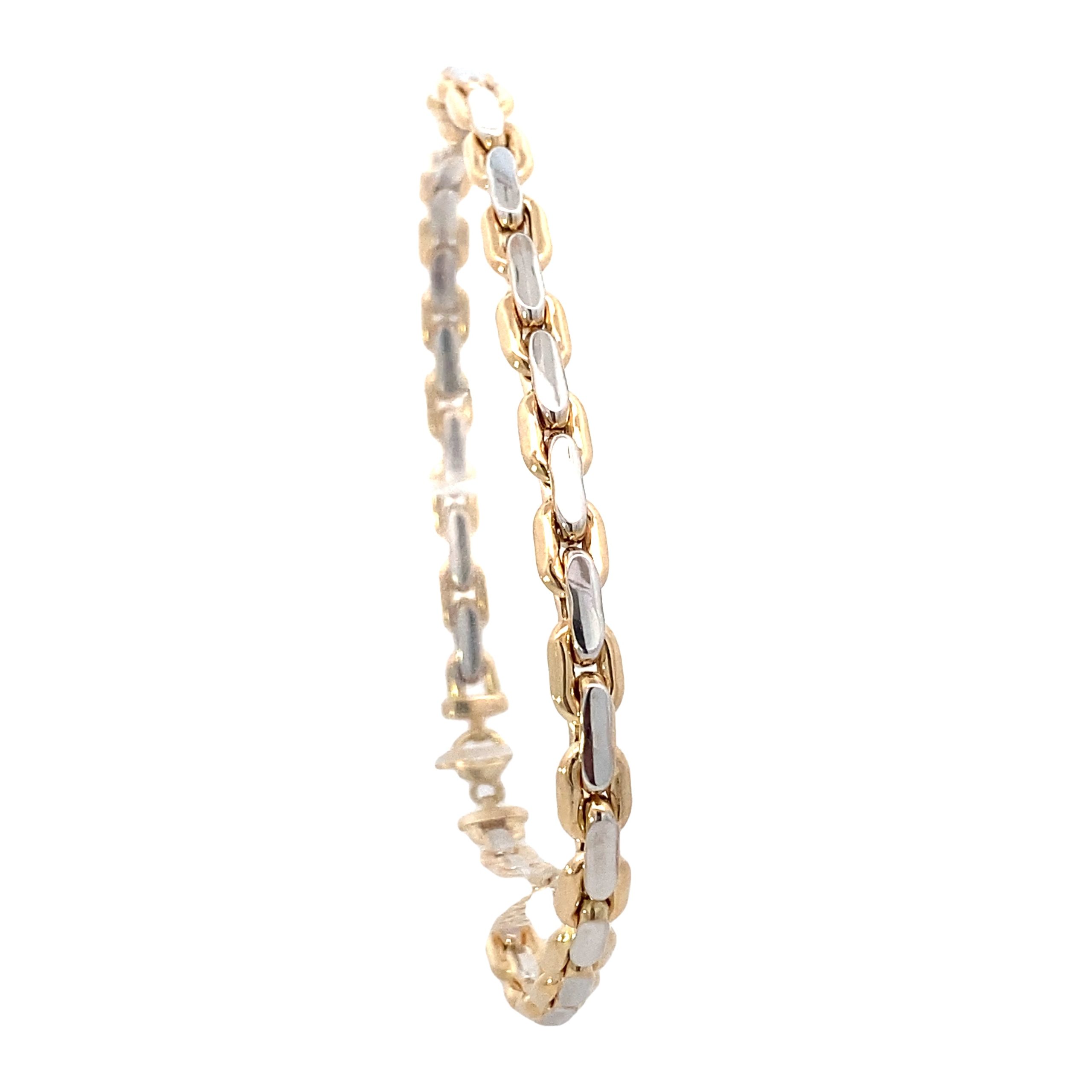 14K Gold Flat Link 2-tones Bracelet