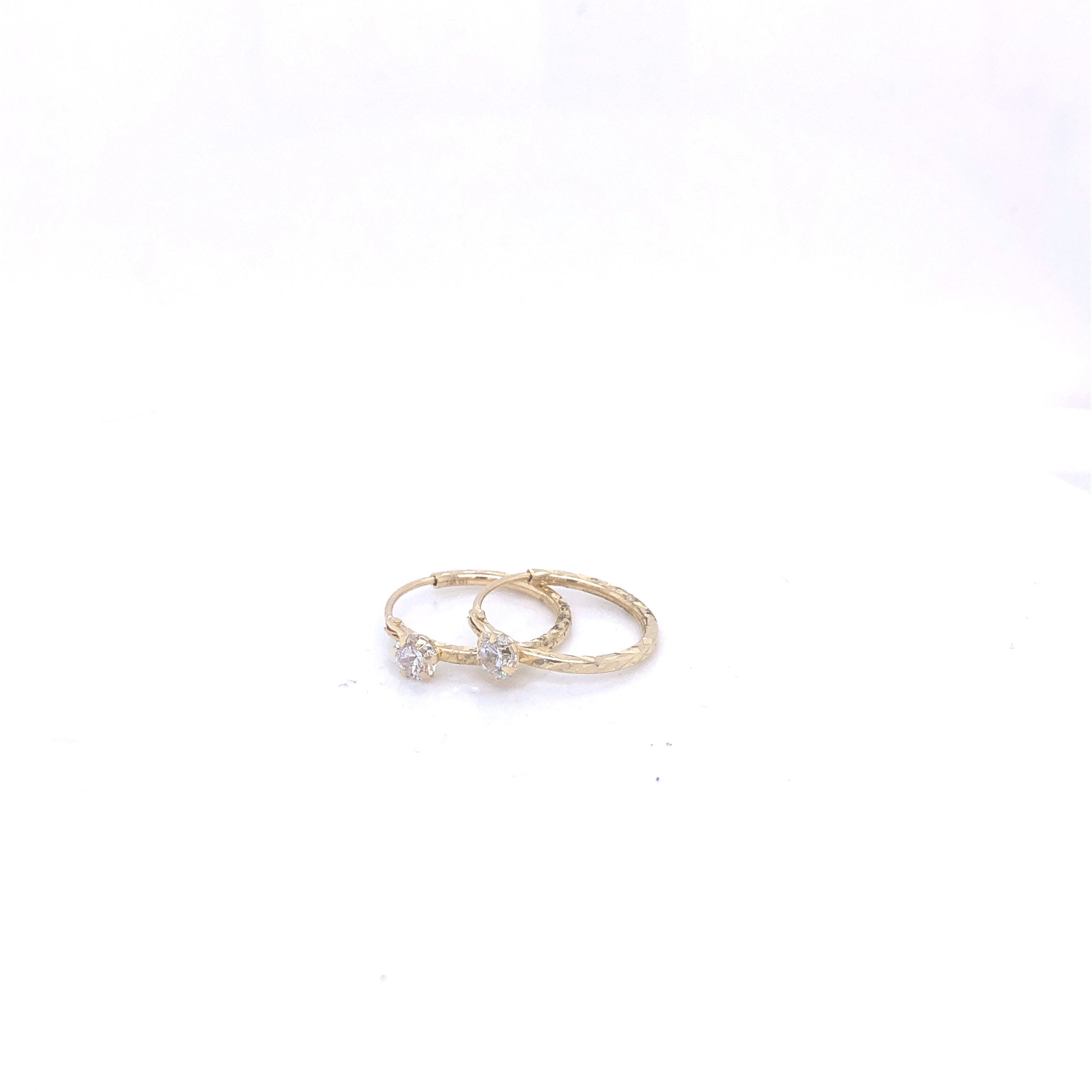 14K Small Diamond Cut Gold with Zirconia Hoops