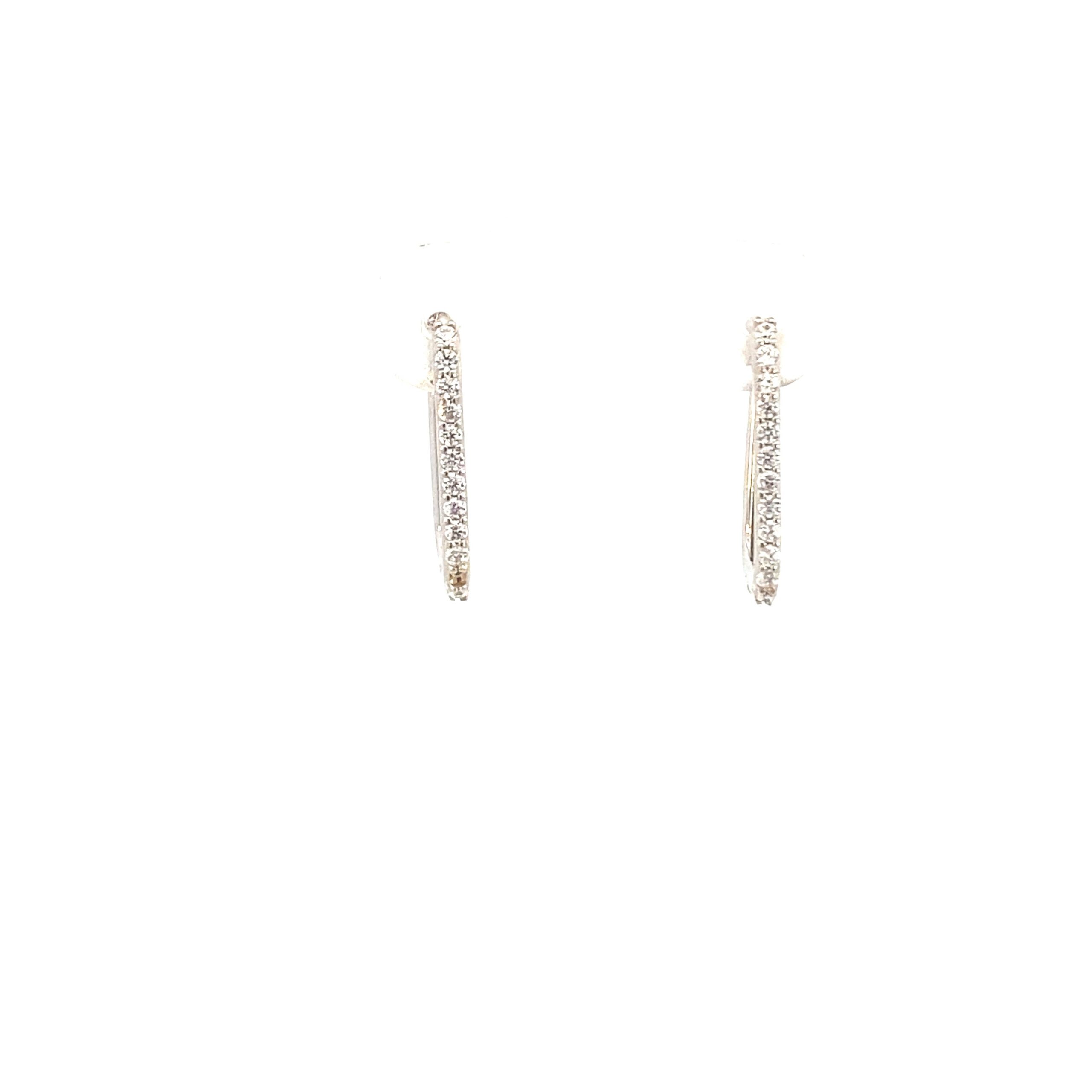 14K Gold Oval Hoop Earrings with CZ