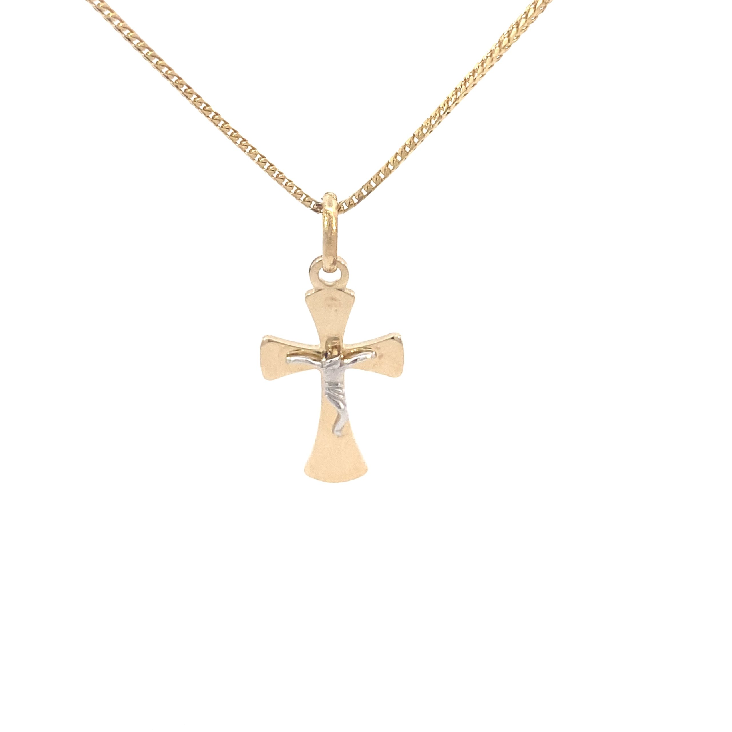 14K Gold Mini Jesus Cross Two Tone