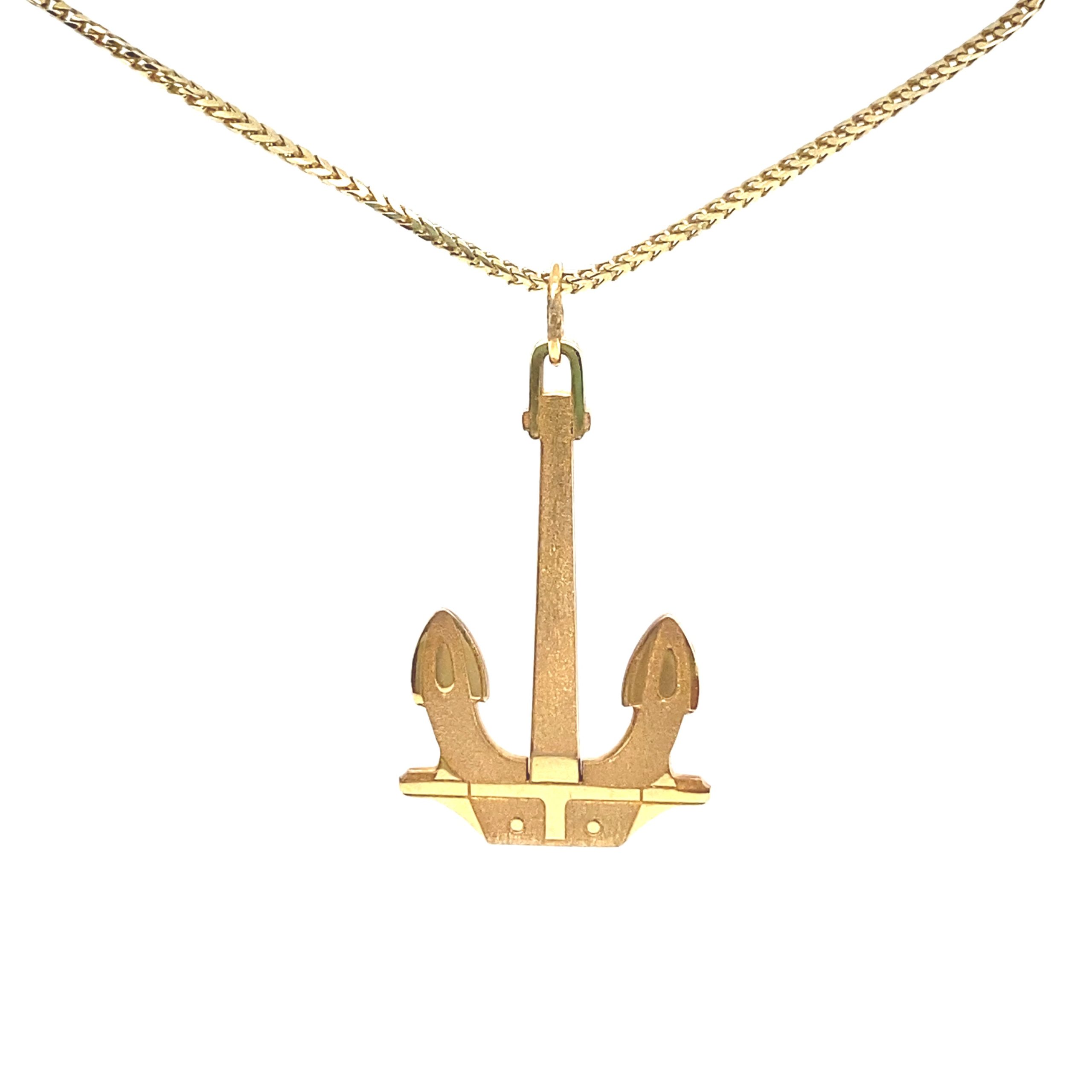 14K Custom Gold Navy Anchor Pendant