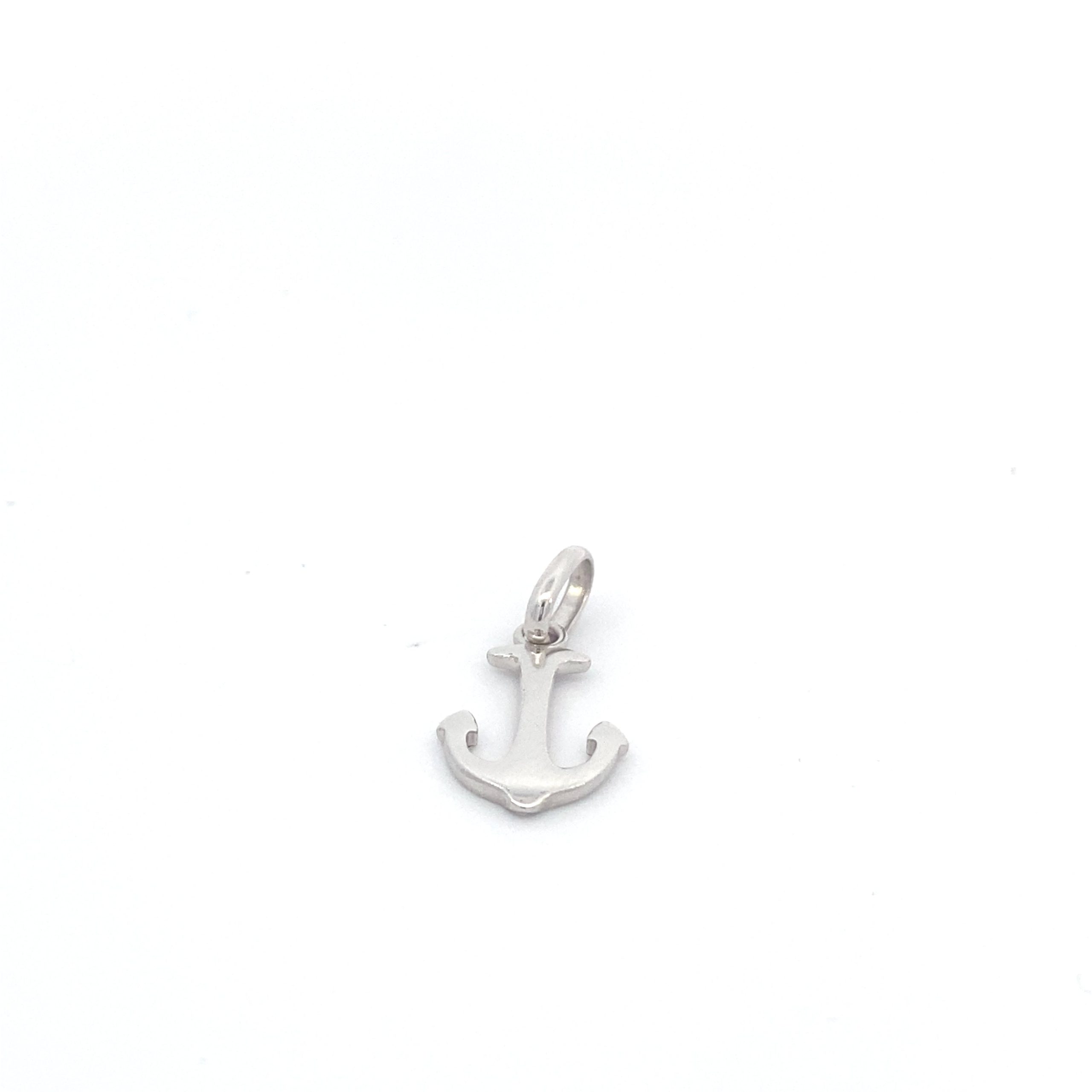 14K White Gold Anchor Pendant