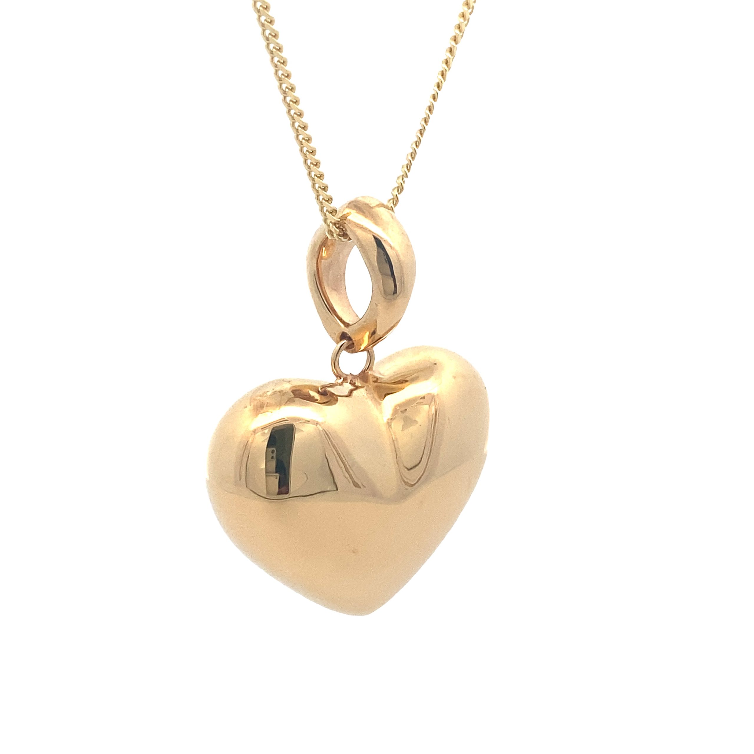 14KL Gold Big Puff Heart Pendant