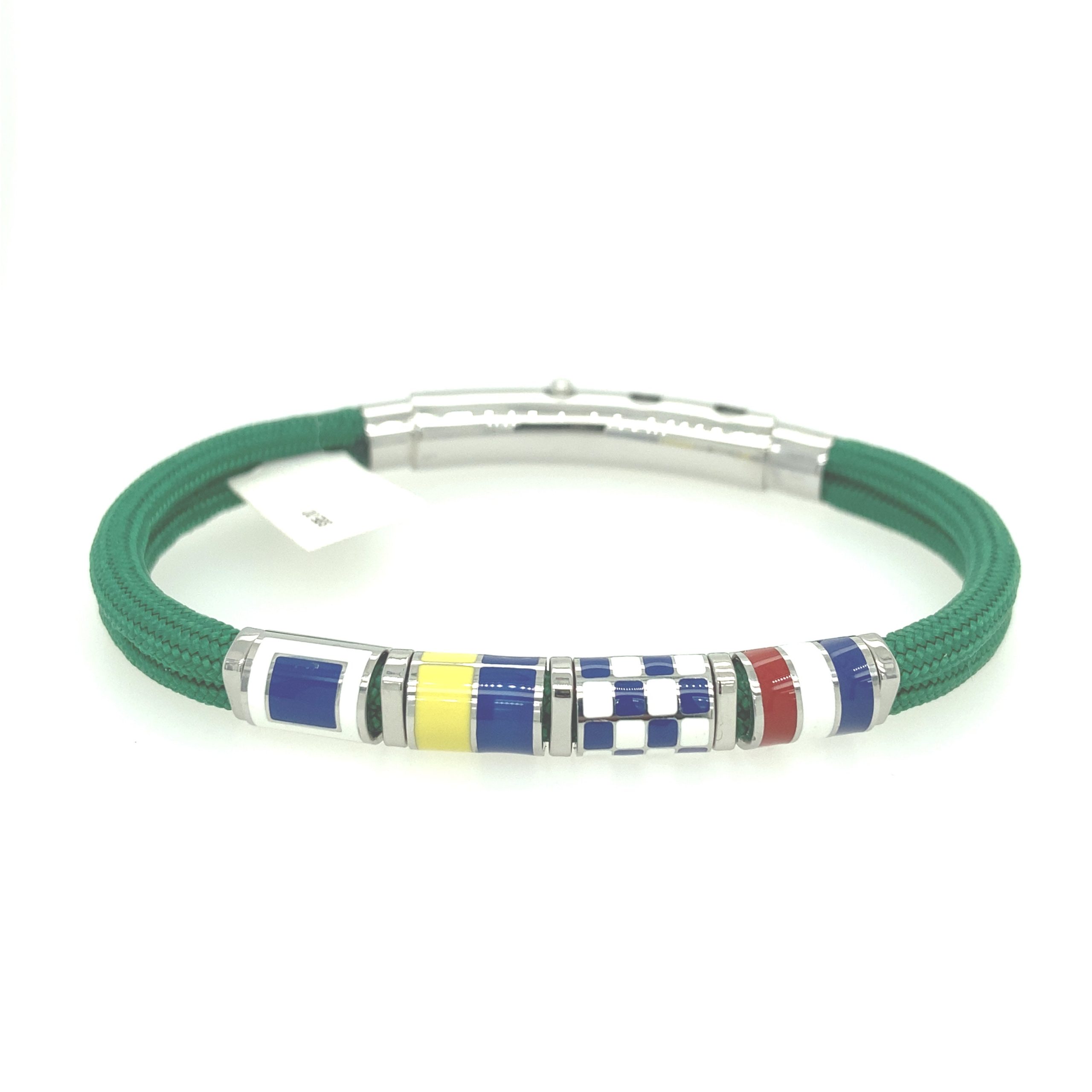 GREEN DOUBLE CORD WITH NAUTICAL FLAGS CHARMS BRACELET