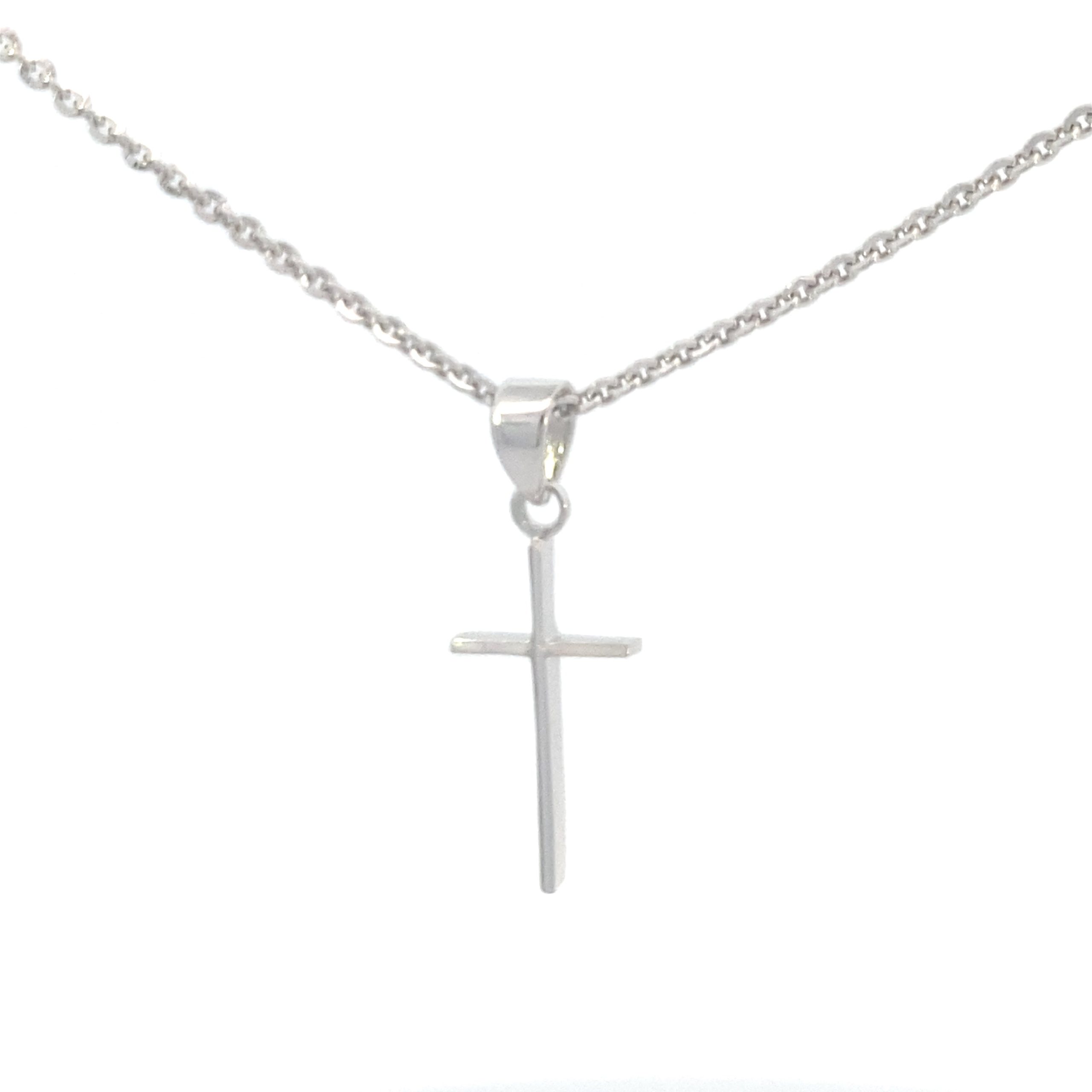 14K White Gold Small Cross Pendant