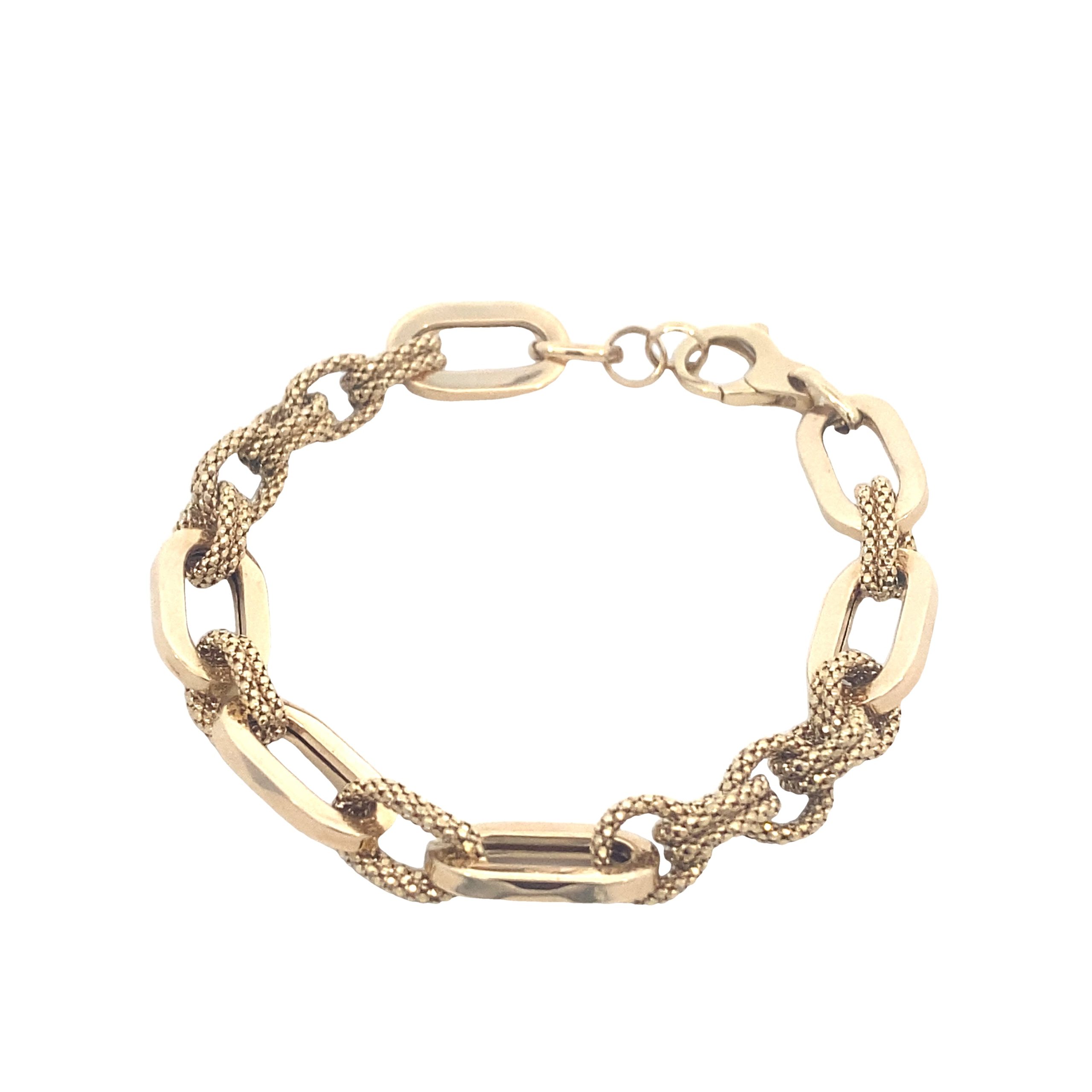 14K Gold Double Link Paper Clip Bracelet