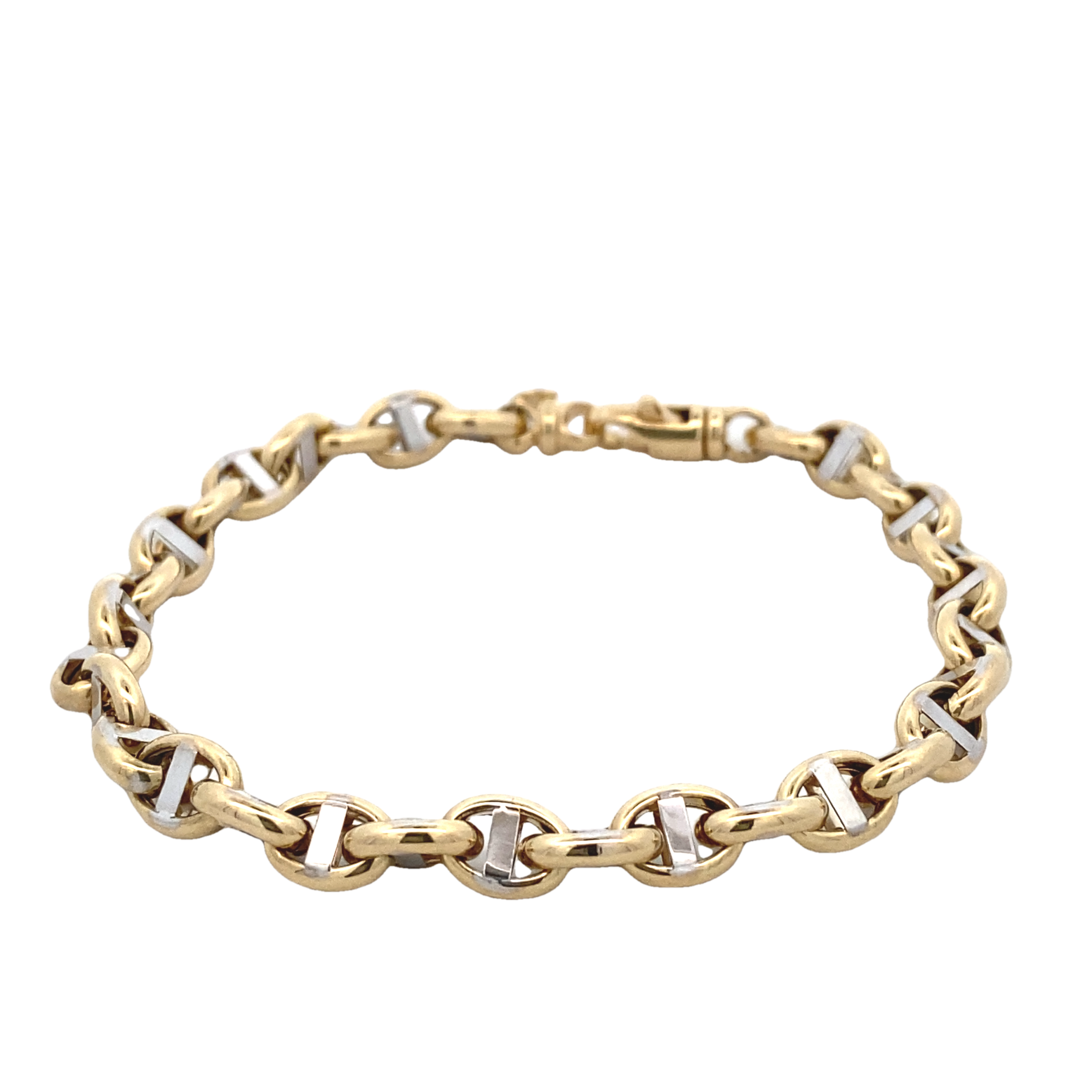 14K Gold two Tone Coffe Bean Link Necklace