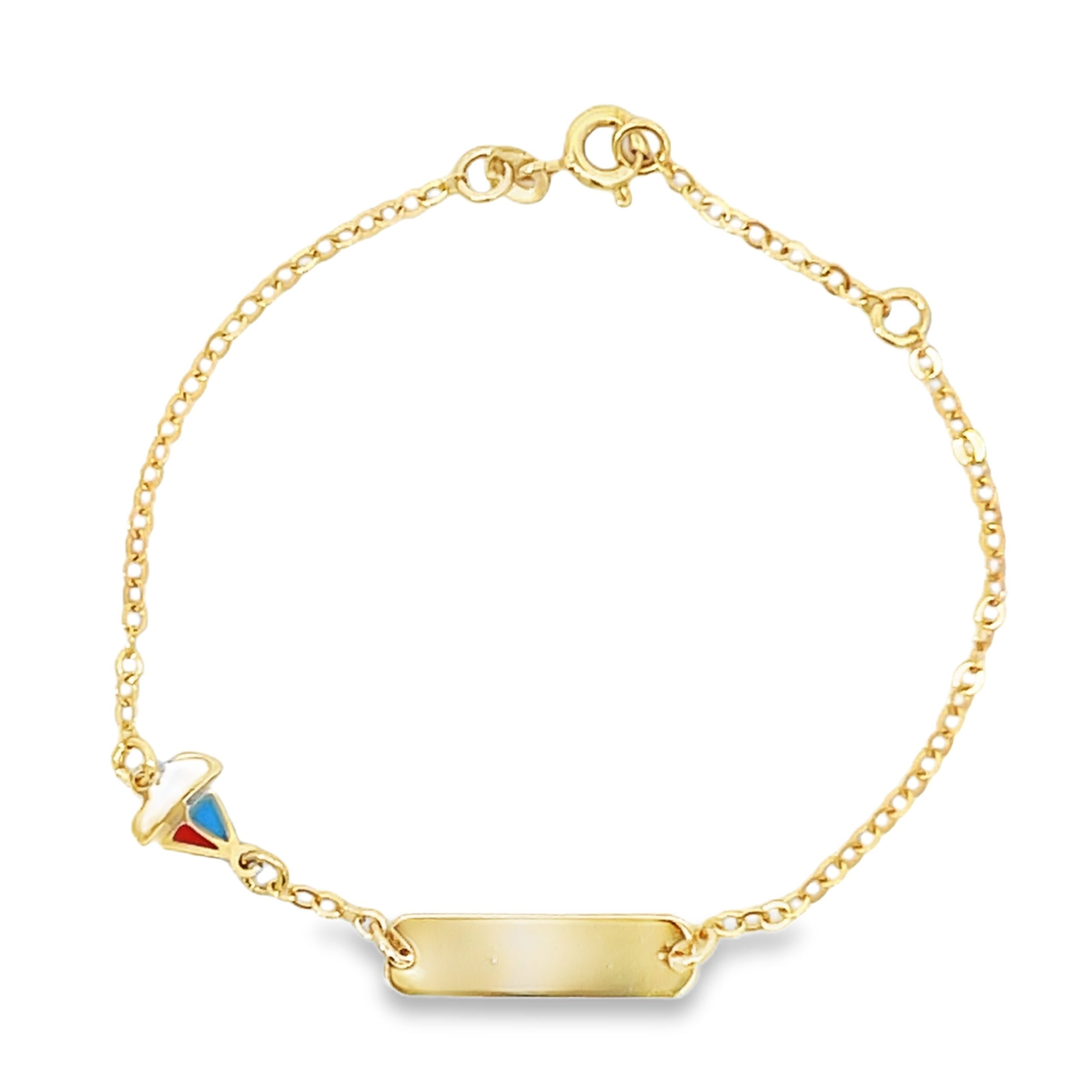 14K Gold Sail Boat Baby Bracelet