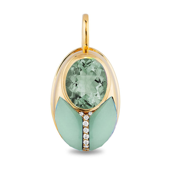Mason & Books 14K Yellow Gold Prasiolite and Mint Opal Pendant - BLBN030