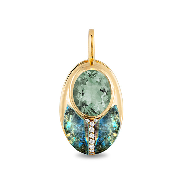Mason & Books 14K Yellow Gold Prasiolite and Labradorite Pendant - BLBN042