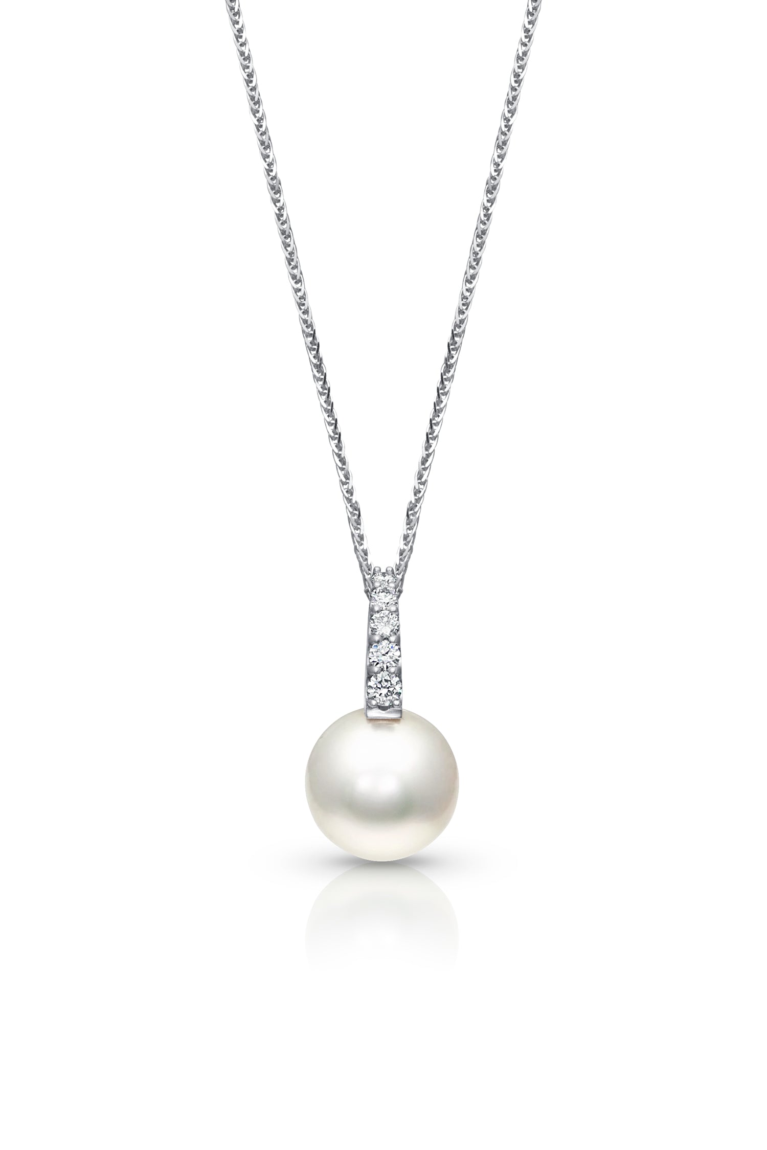 Baggins 18k White Gold White South Sea Pearl & Diamond Necklace- BPST-265E