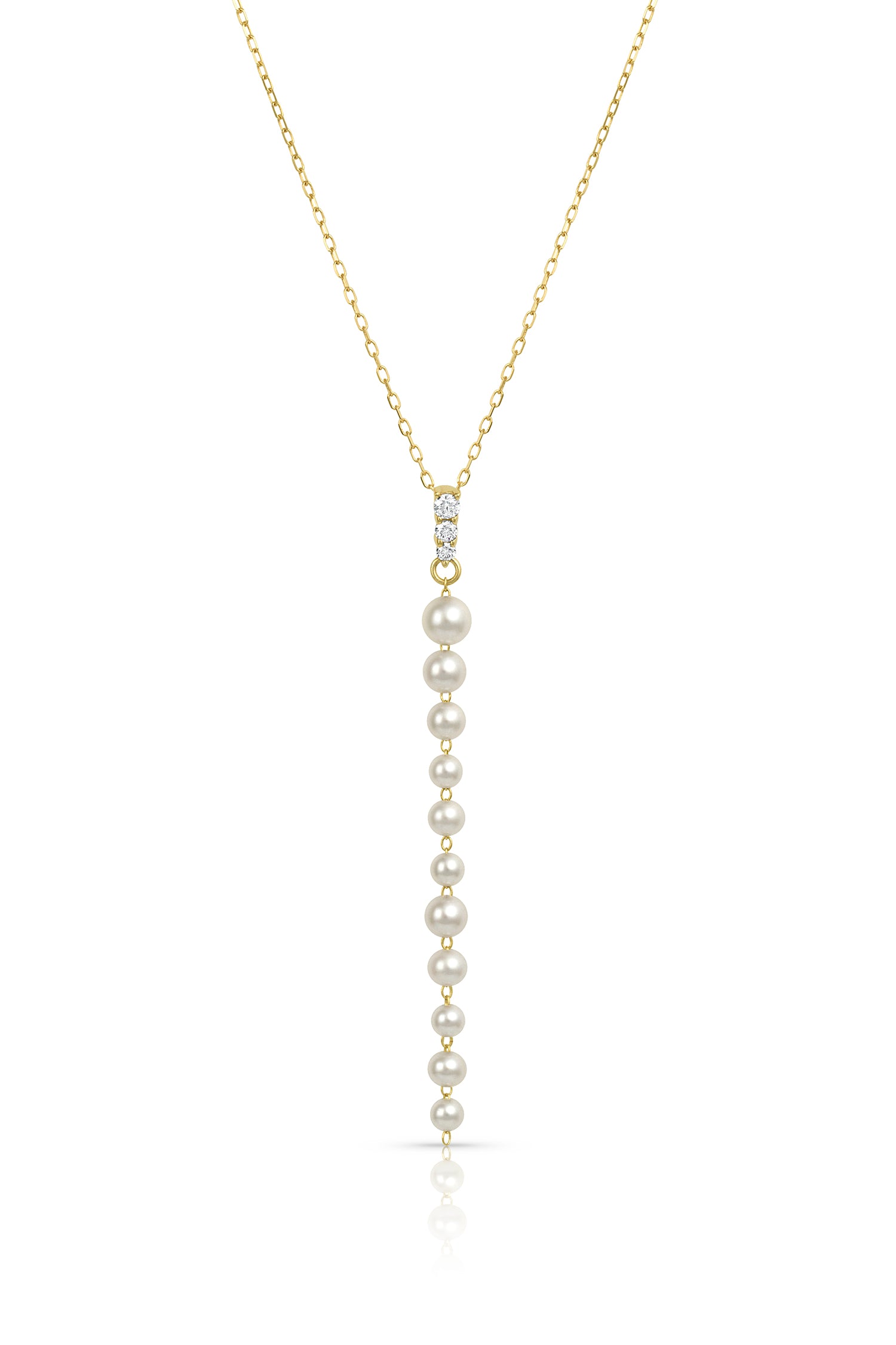 Baggins 14k Yellow Gold Akoya Pearl Drop & Diamond Necklace- BPST-272Y