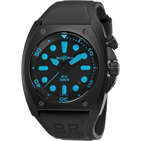 Bell & Ross Men's BR0292-BLUE Marine Black Rubber Watch