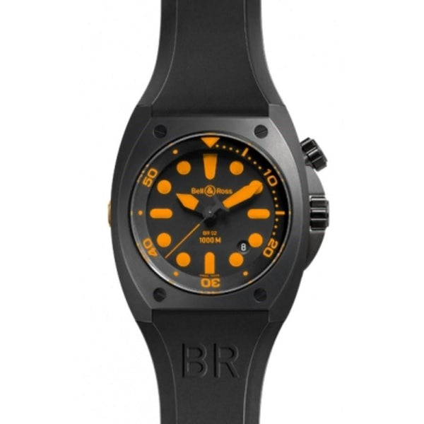 Bell & Ross Men's BR0292-ORANGE Marine Black Rubber Watch