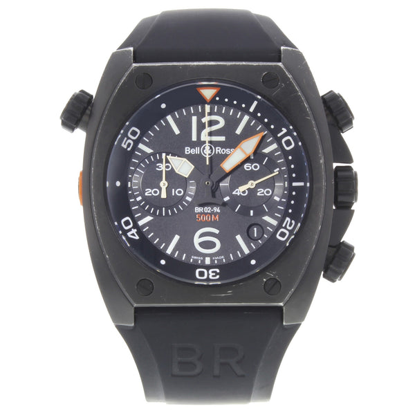 Bell & Ross Men's BR0294-CHR-BL-CA Marine Chronograph Black Rubber Watch