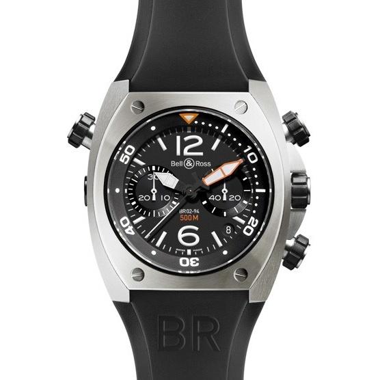 Bell & Ross Men's BR0294-CHR-BL-ST Marine Chronograph Black Rubber Watch