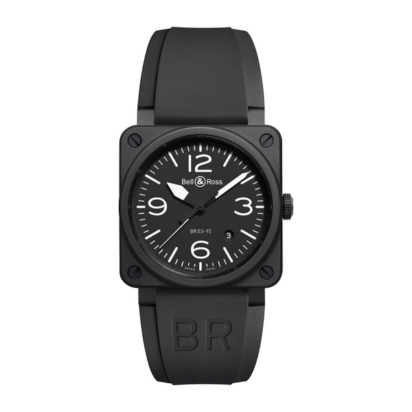 Bell & Ross Men's BR0392-BL-CE Aviation Instruments Black Rubber Watch