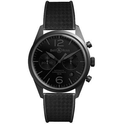 Bell & Ross Men's BRV126-PHANTOM Vintage Original Chronograph Black Rubber Watch