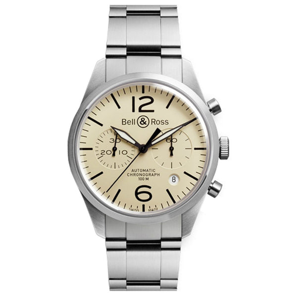 Bell & Ross Men's BRV126-VINTAGE-BEIGE Vintage  Chronograph Stainless Steel Watch