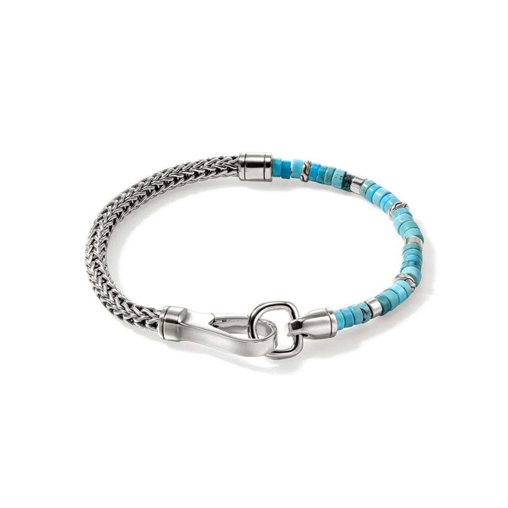 Heishi Bracelet – Silver 4.5MM with Turquoise – Medium