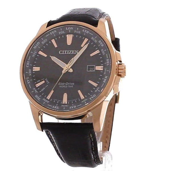 Citizen Men's BX1003-08E Eco Drive World Time Perpetual Calendar Black Leather Watch