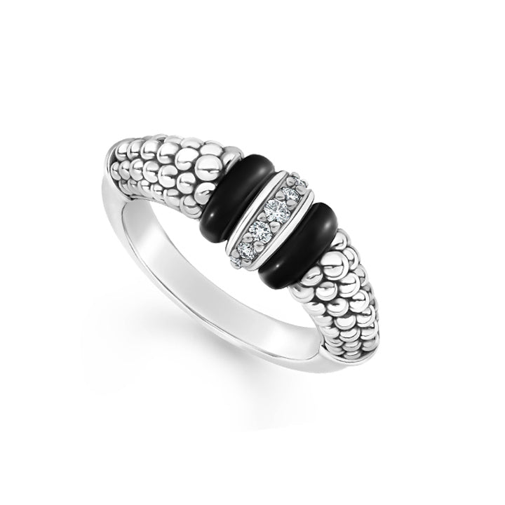 Lagos Black Caviar Diamond Ring- 02-80732