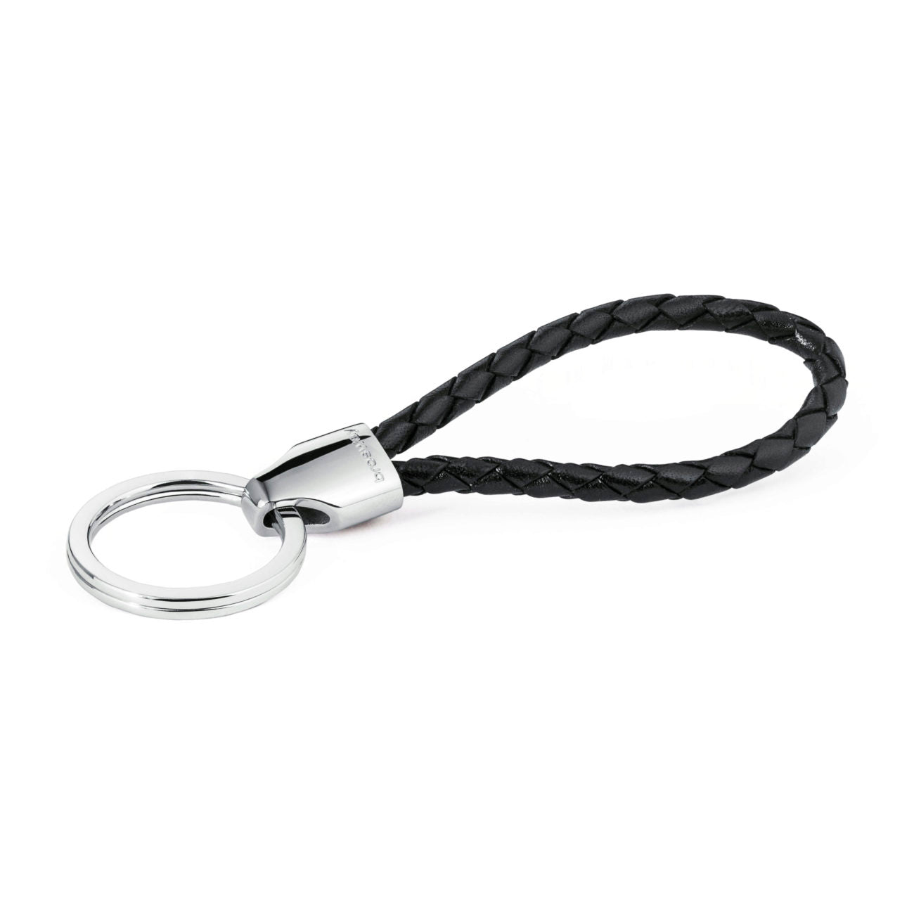 Bullet Black Leather Keychain (Silver)