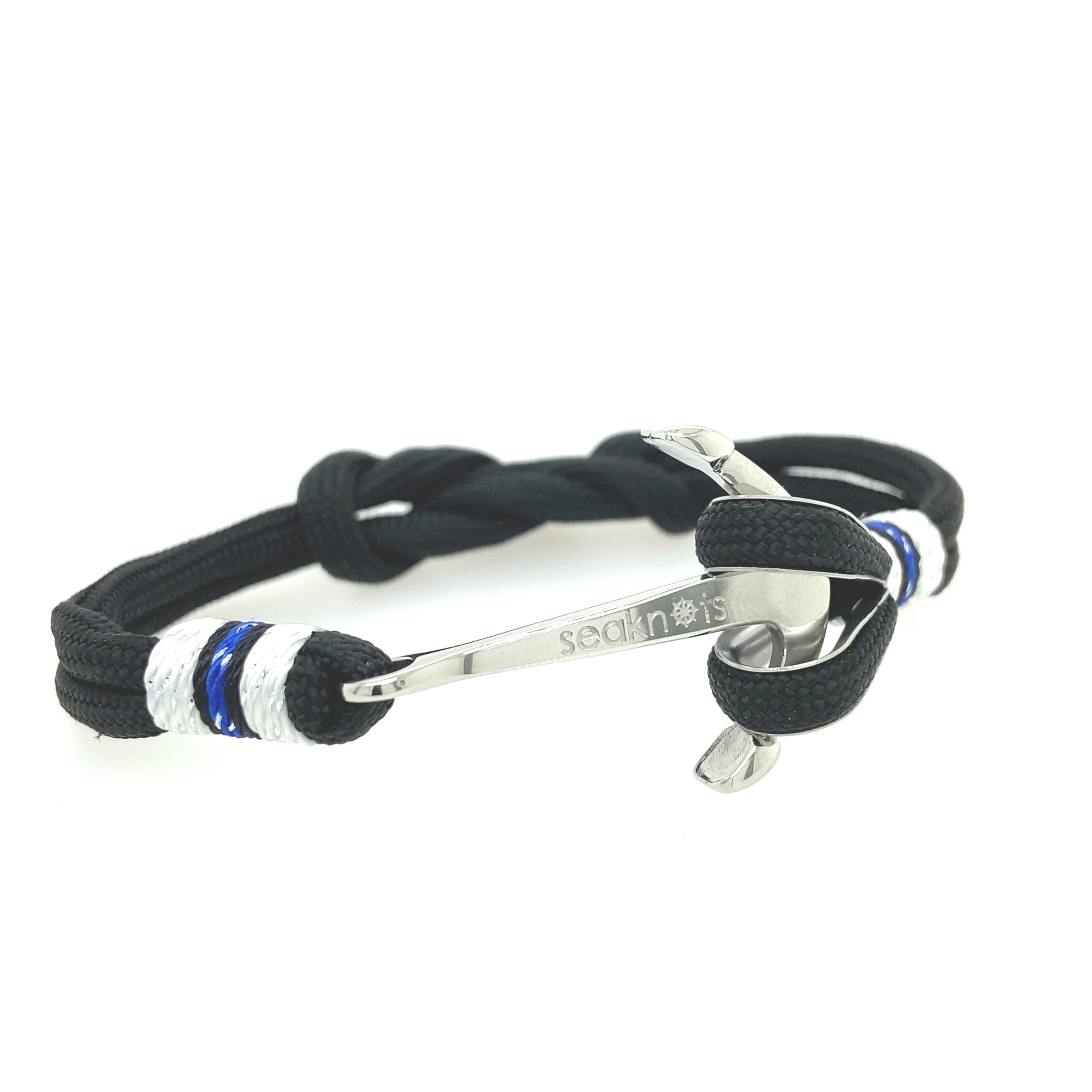 Double Cord with Silver Anchor Bracelet