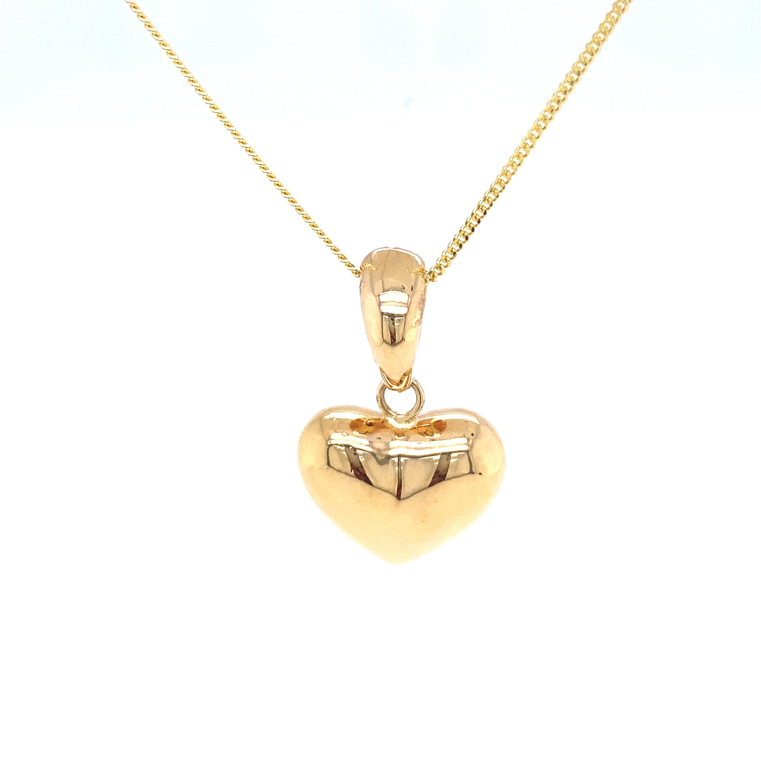 14K Gold Puff Pendant Heart