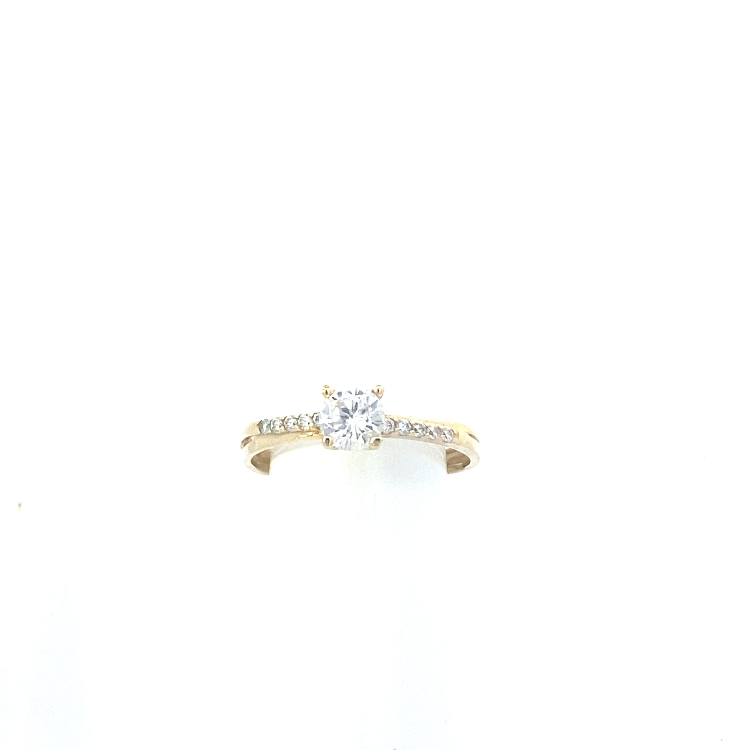 14K Gold Halo Solitaire Ring