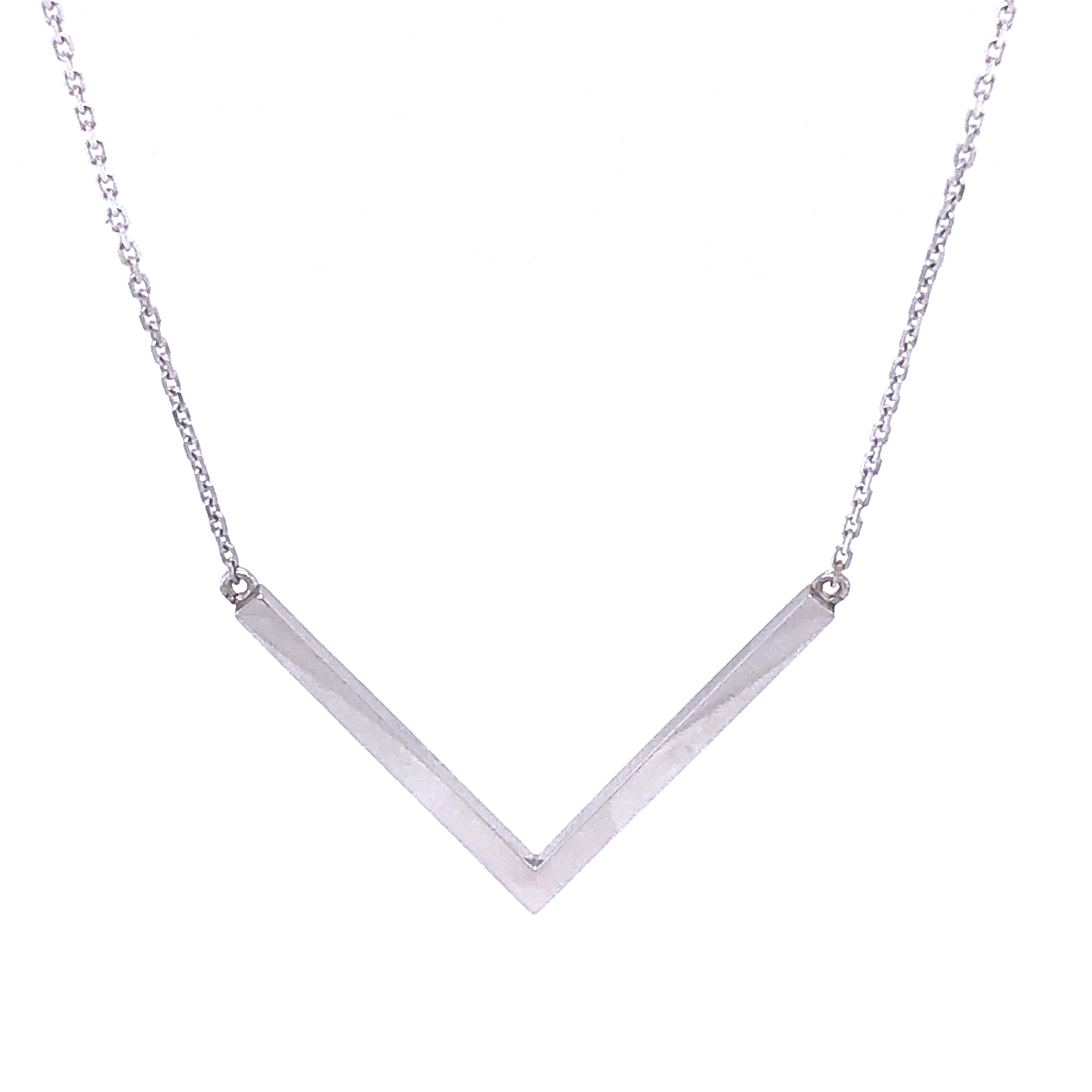 14K V-Plate White Gold Necklace