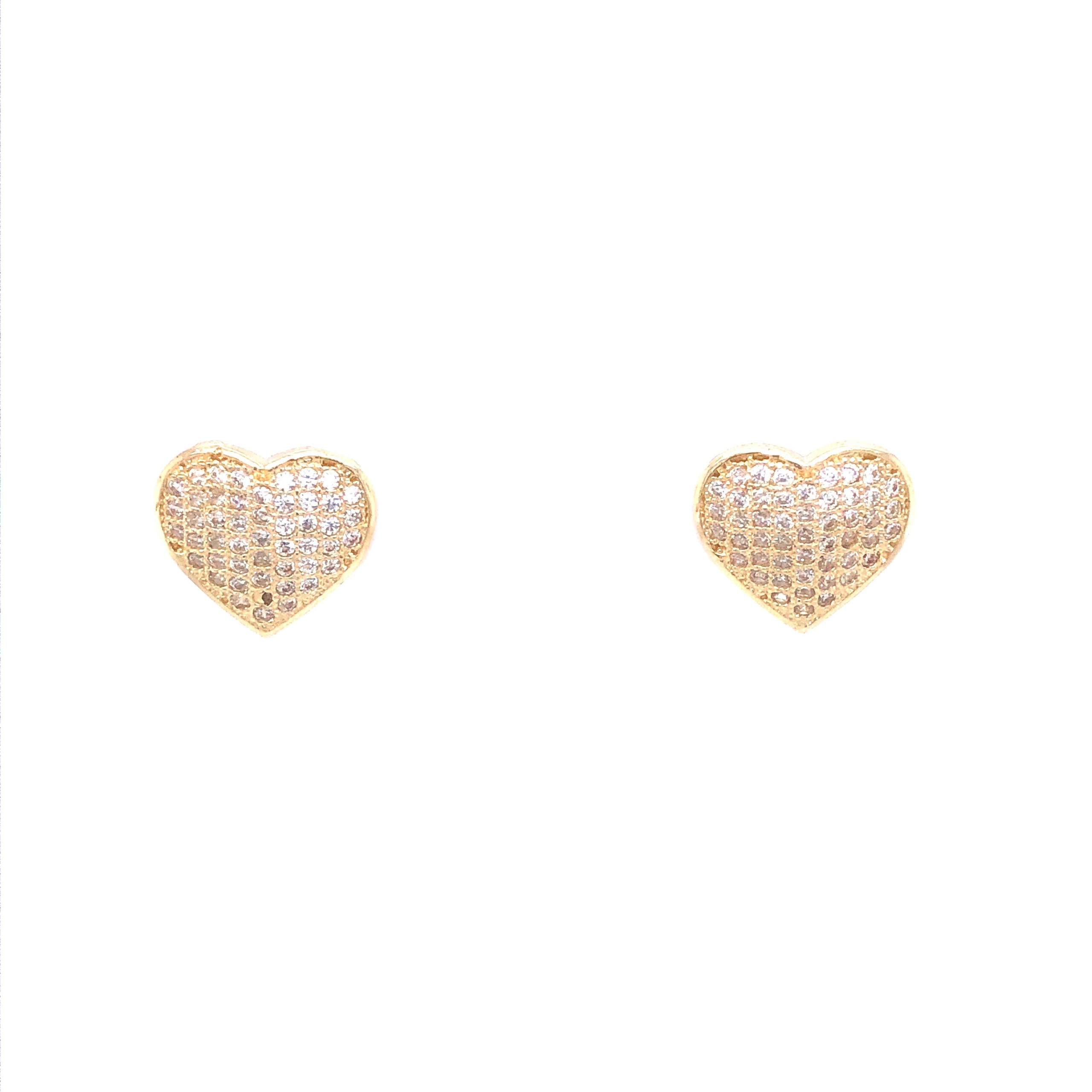 14K Heart Earrings with CZ
