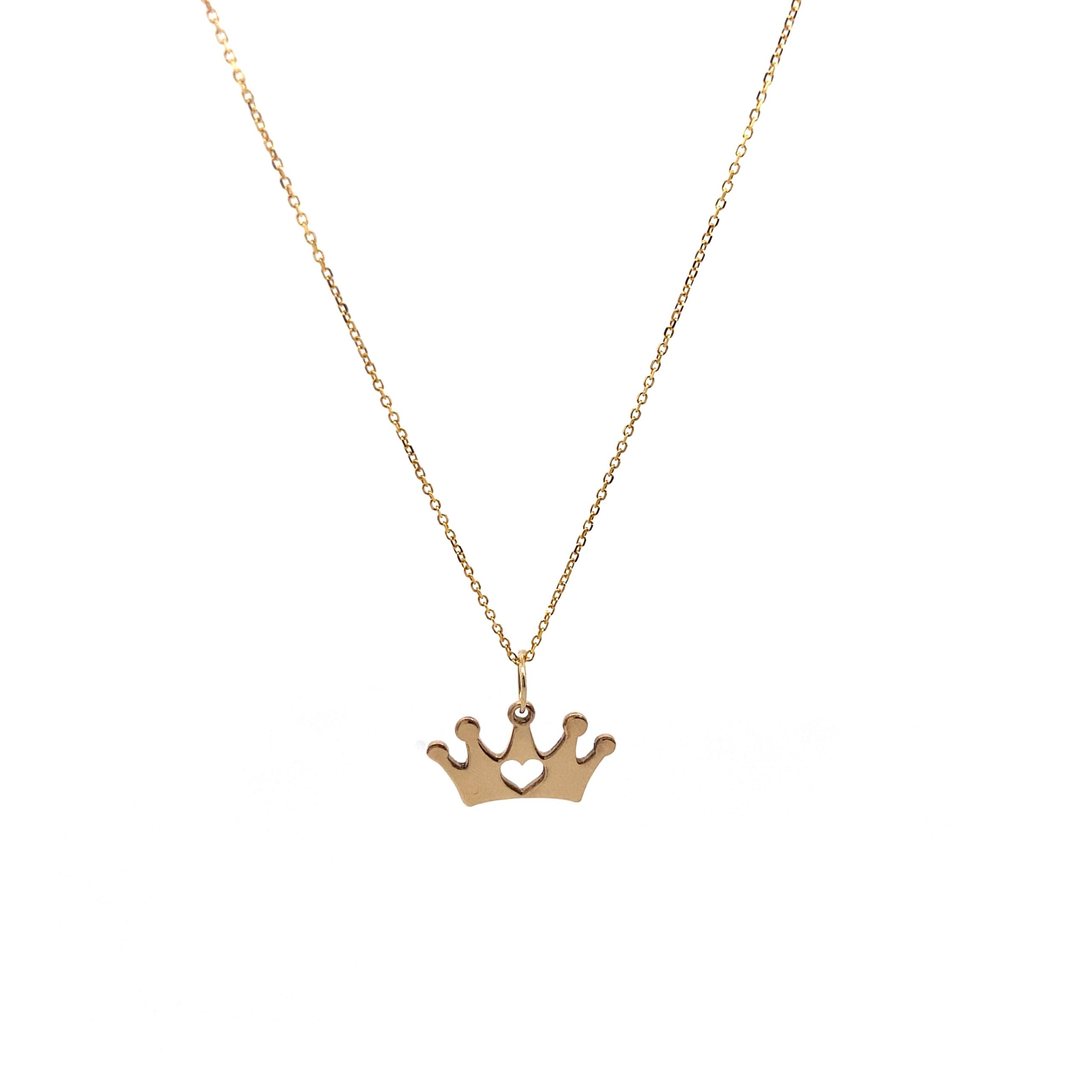 14K Gold Custom Crown with Heart Shape Pendant
